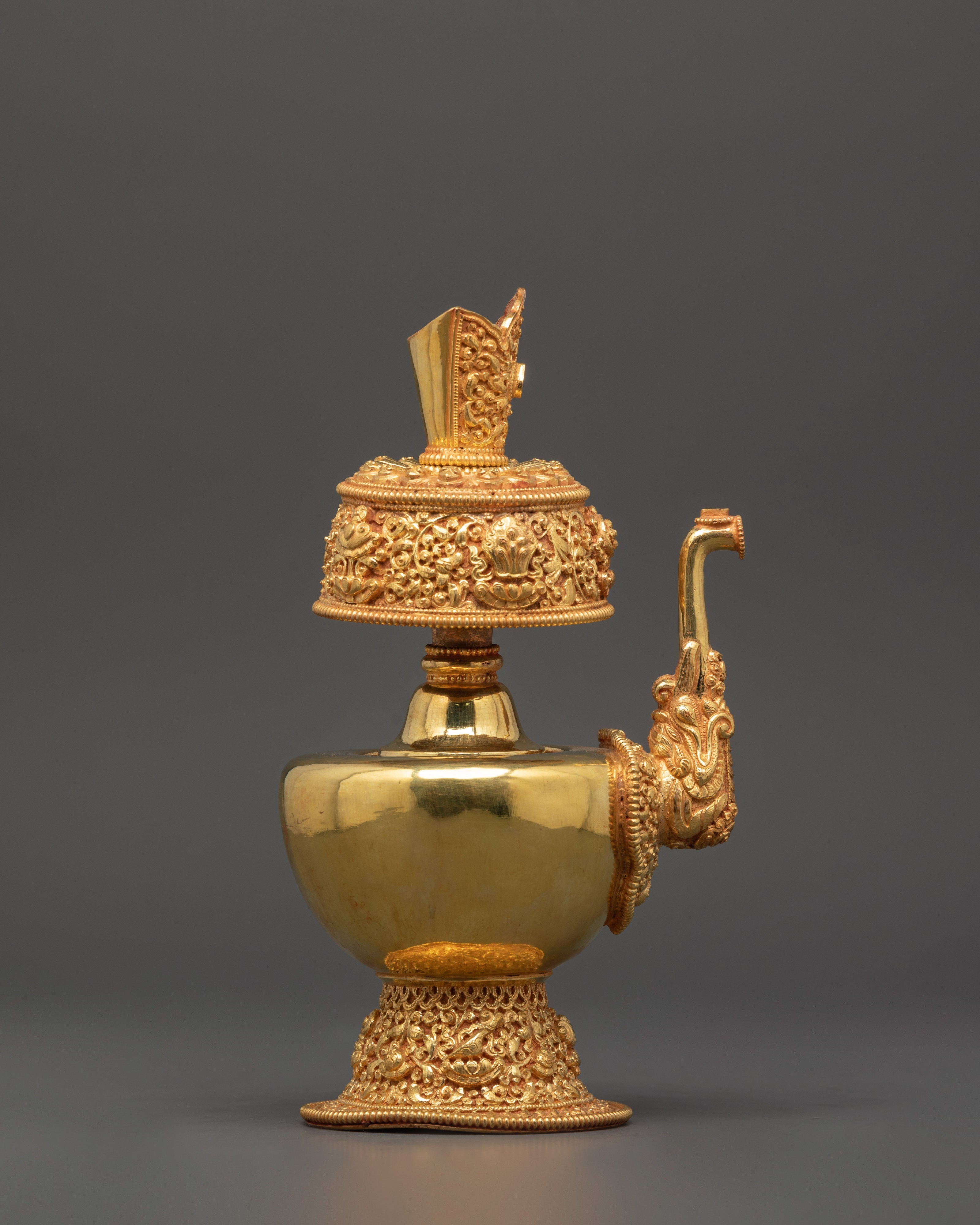 Large Gold-Plated Tibetan Bhumba Ritual Set | Spiritual Temple Decor
