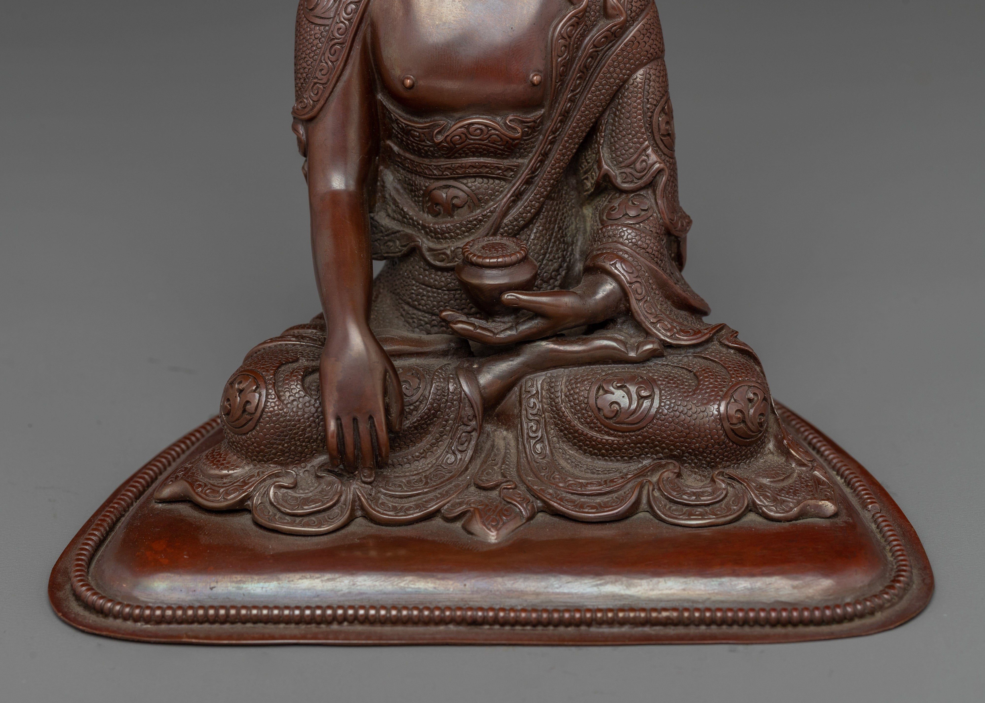 Peaceful Shakyamuni Buddha Oxidized Copper Statue | Meditative Decor