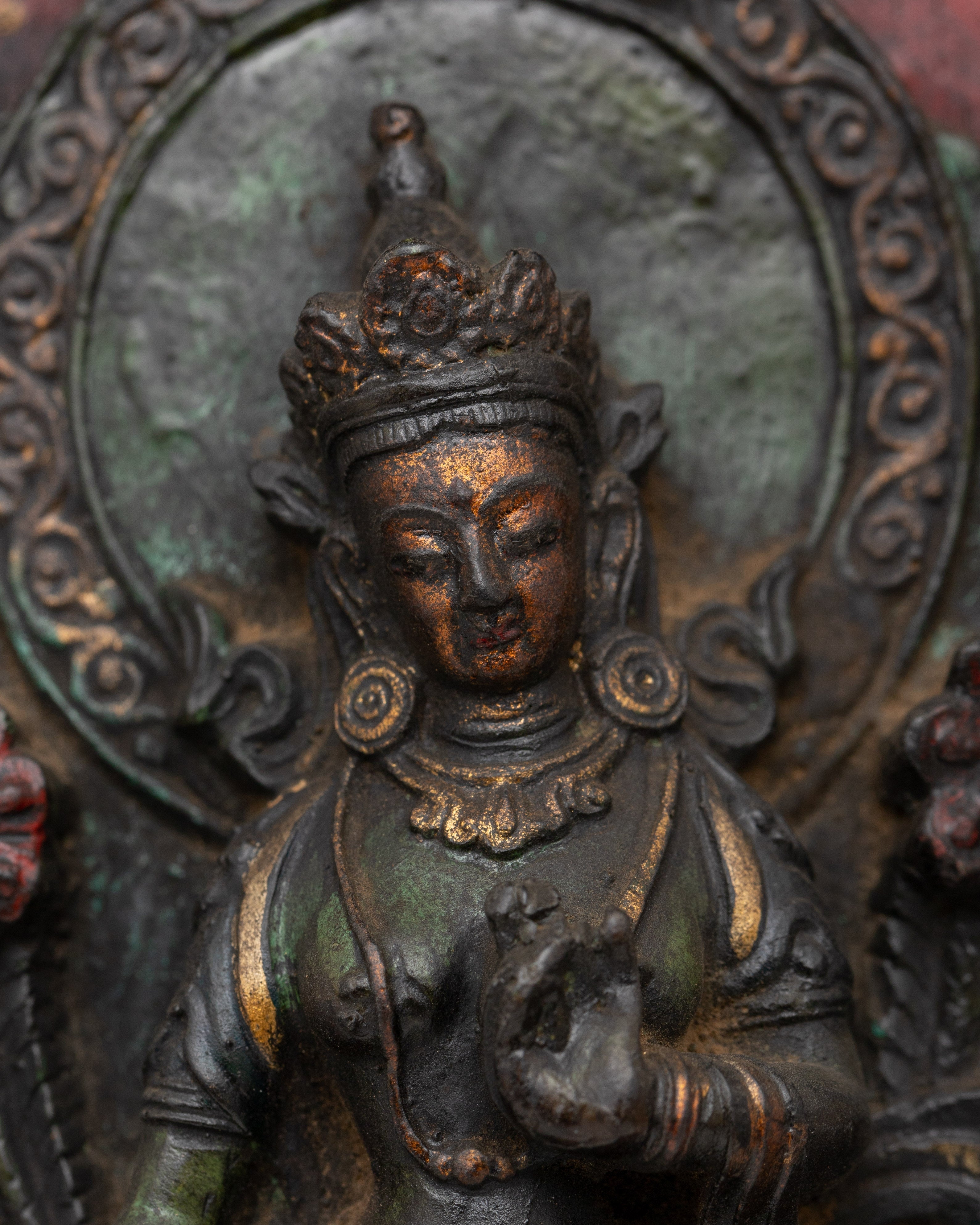 Handcrafted Green Tara Wall Art | Spiritual Home Decor for Altar