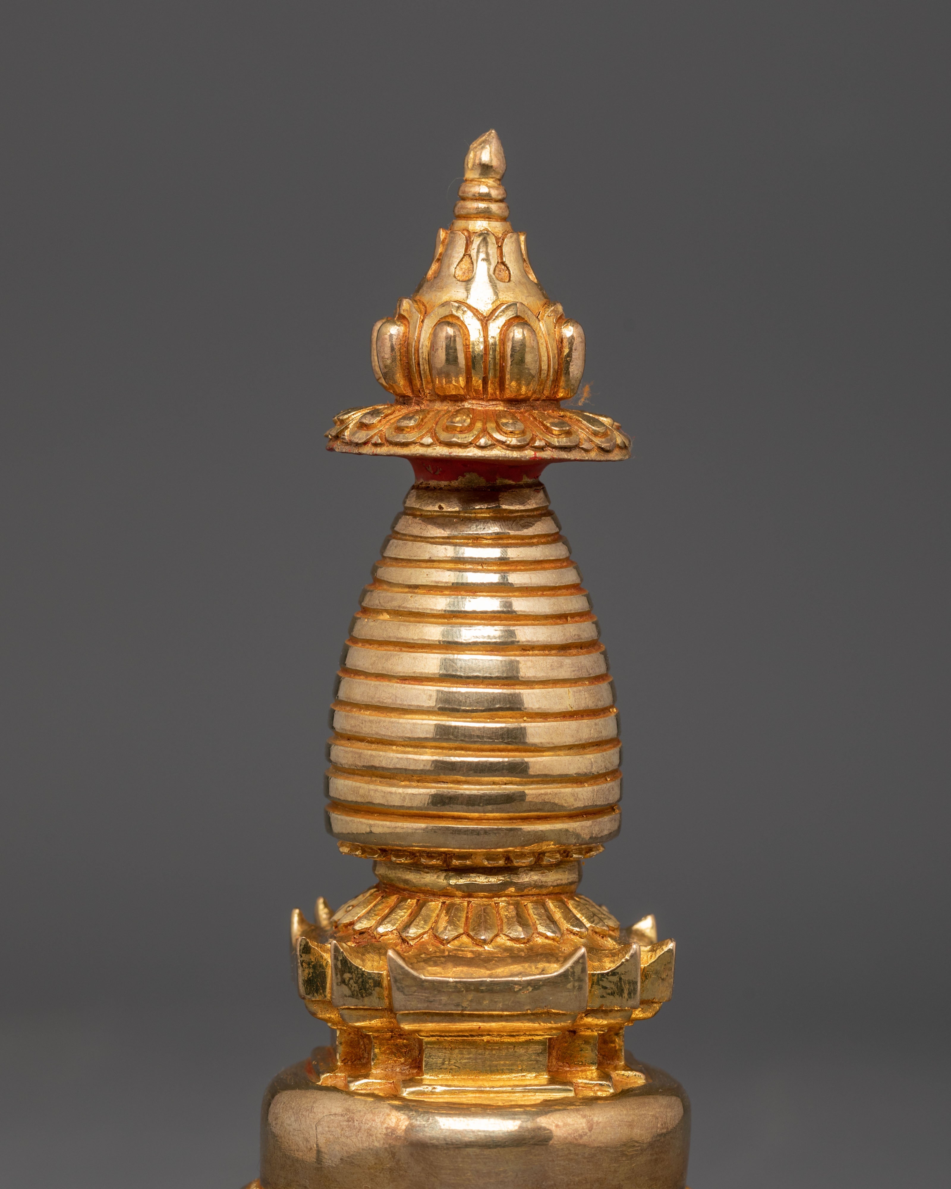 Sacred Gold Plated Stupa | Tibetan Buddhist Spiritual Decor