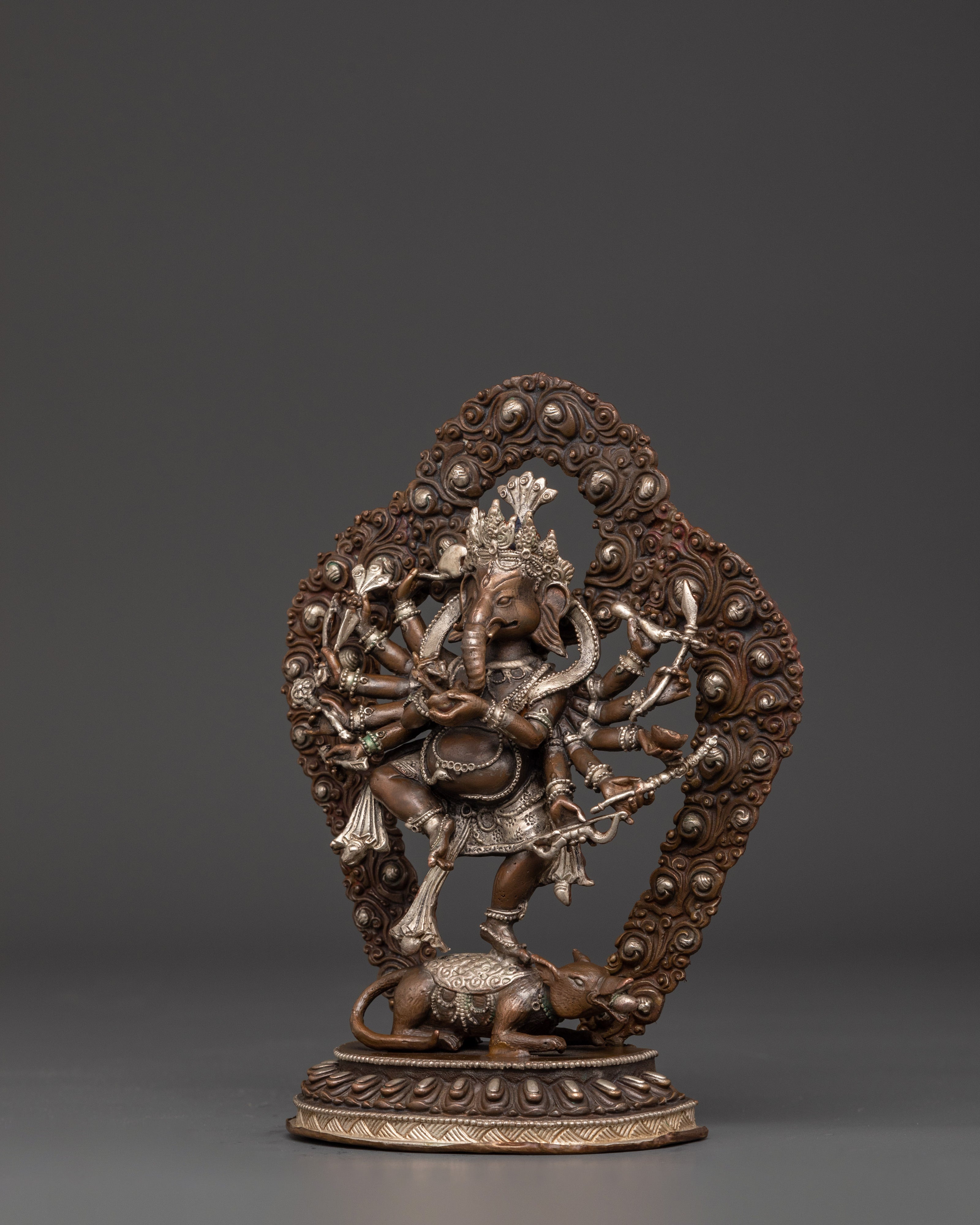 Hindu Elephant God Ganesha Idol | Oxidized Copper Silver Plated Statue