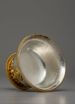 Handcrafted Silver Body and Gold-Plated Offering Bowls | Sacred Buddhist Decor Item