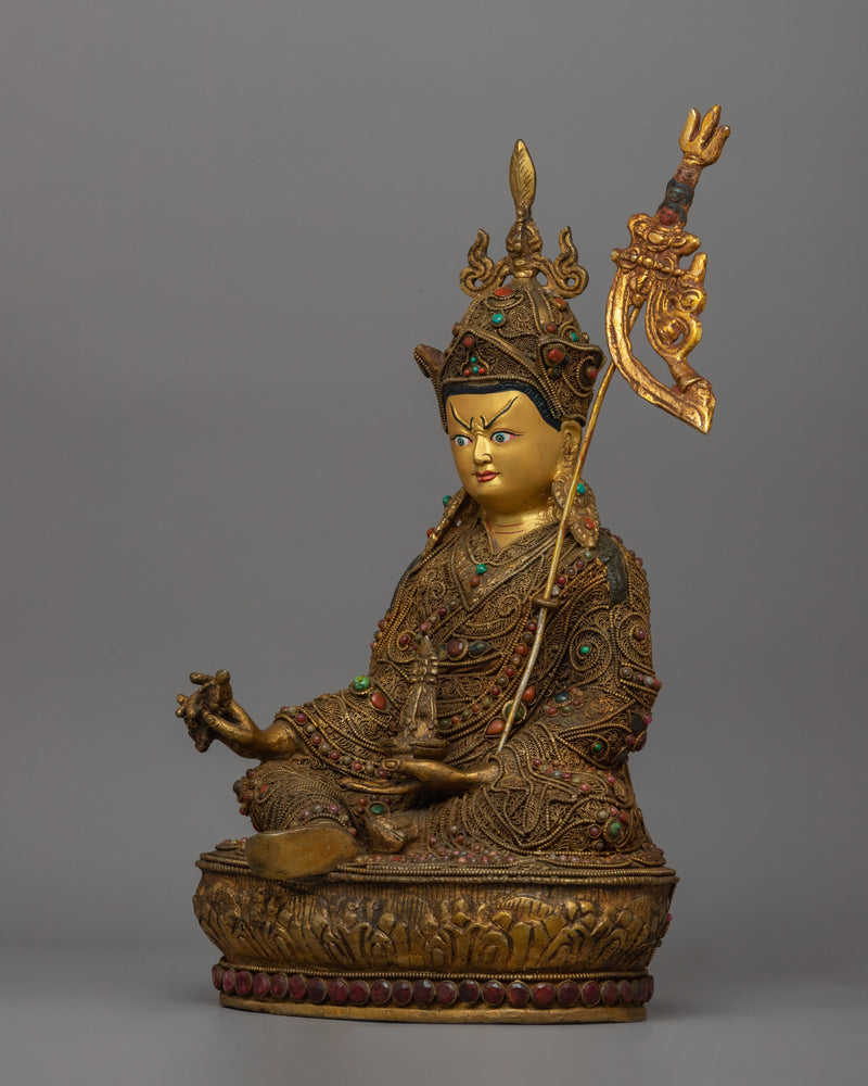 Gold-Plated Pema Jhyungne Statue | Guru Rinpoche Sculpture