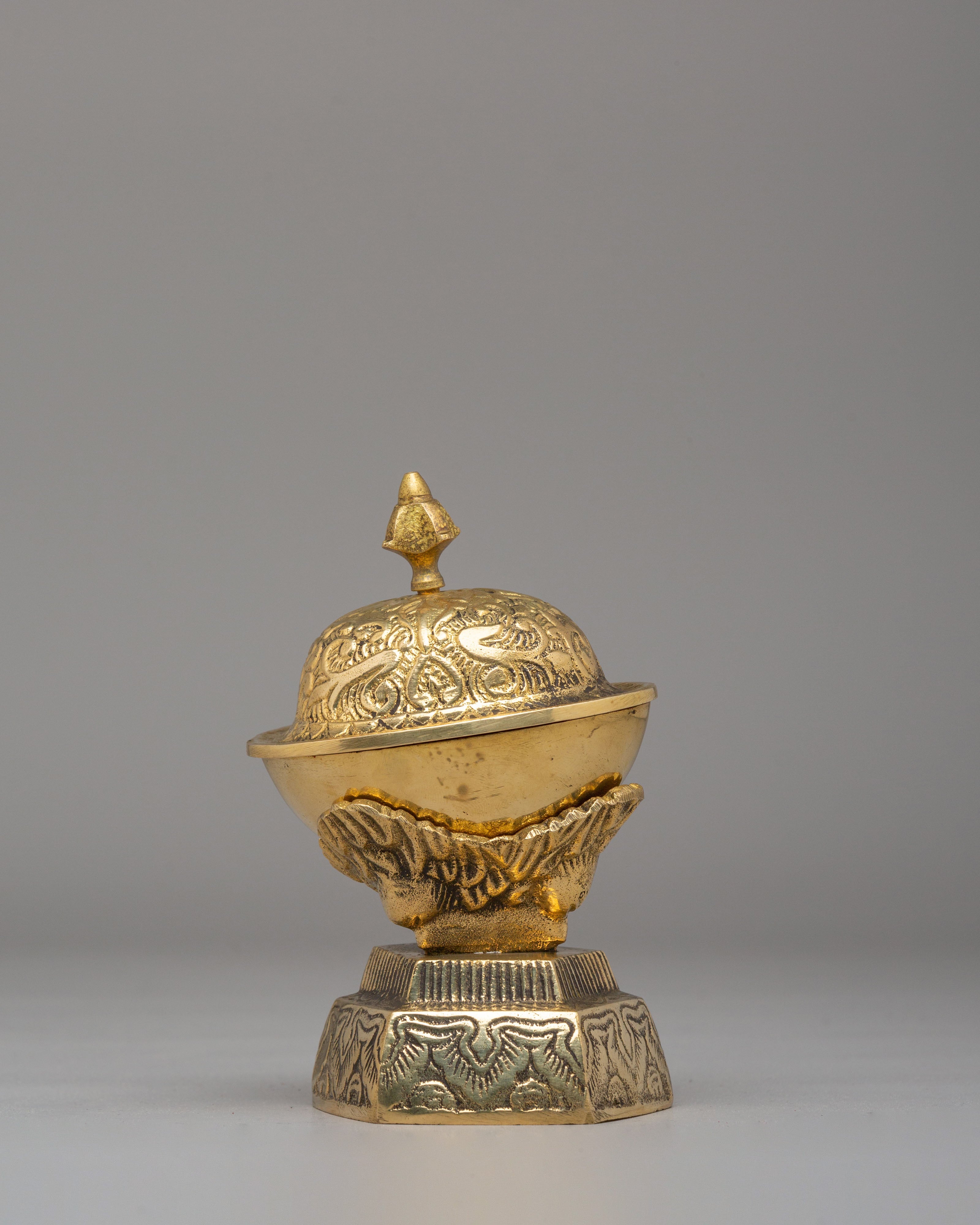 Himalayan Kapala Vessel | Brass Ritual Skull Cup for Puja