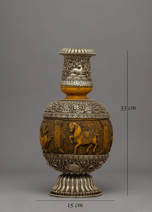 Hand-carved Copper Flower Vase | Elegant Home & Shrine Decor