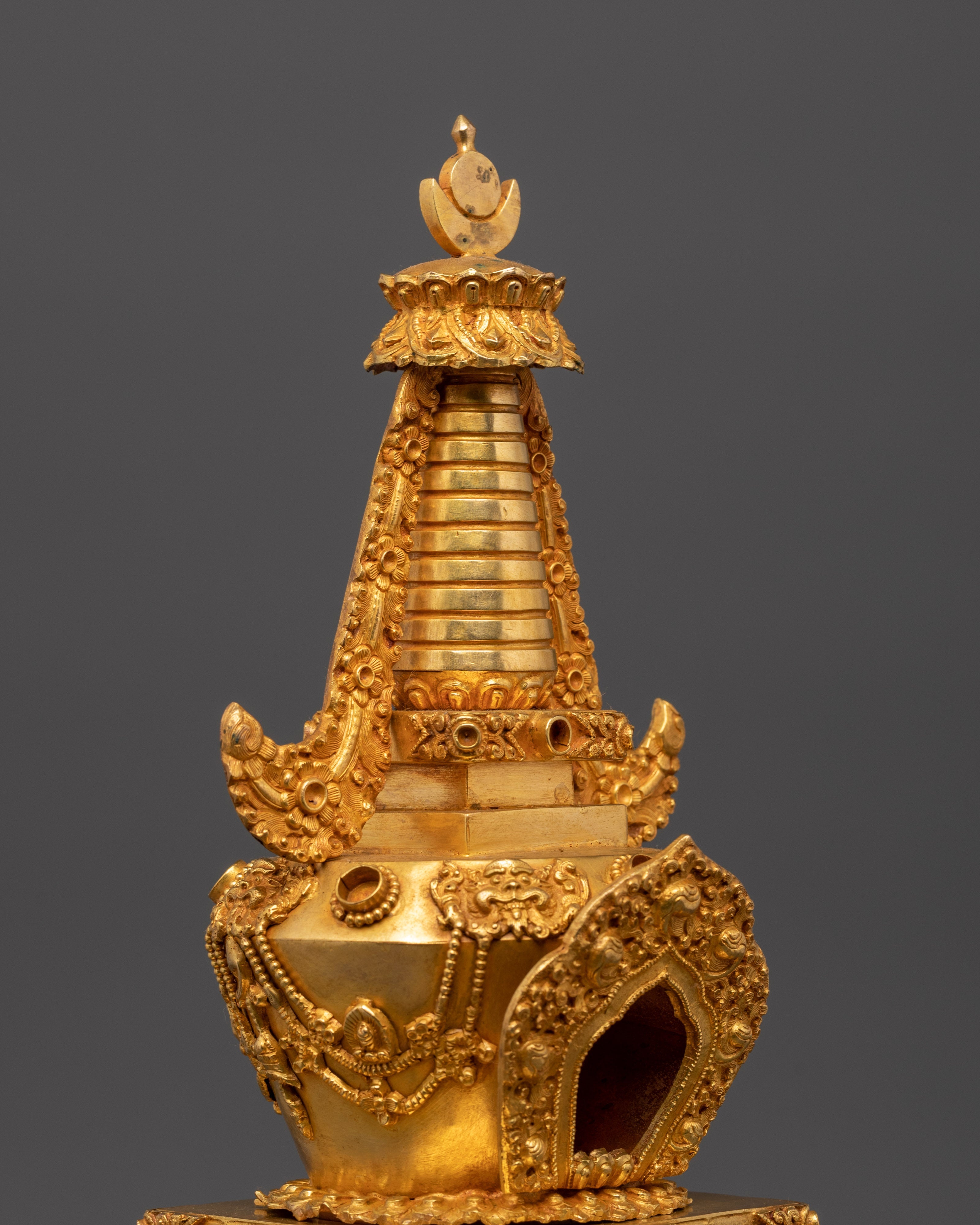 Decorative Traditional Stupa | Handcrafted Copper Buddhist Stupa for Home Decor