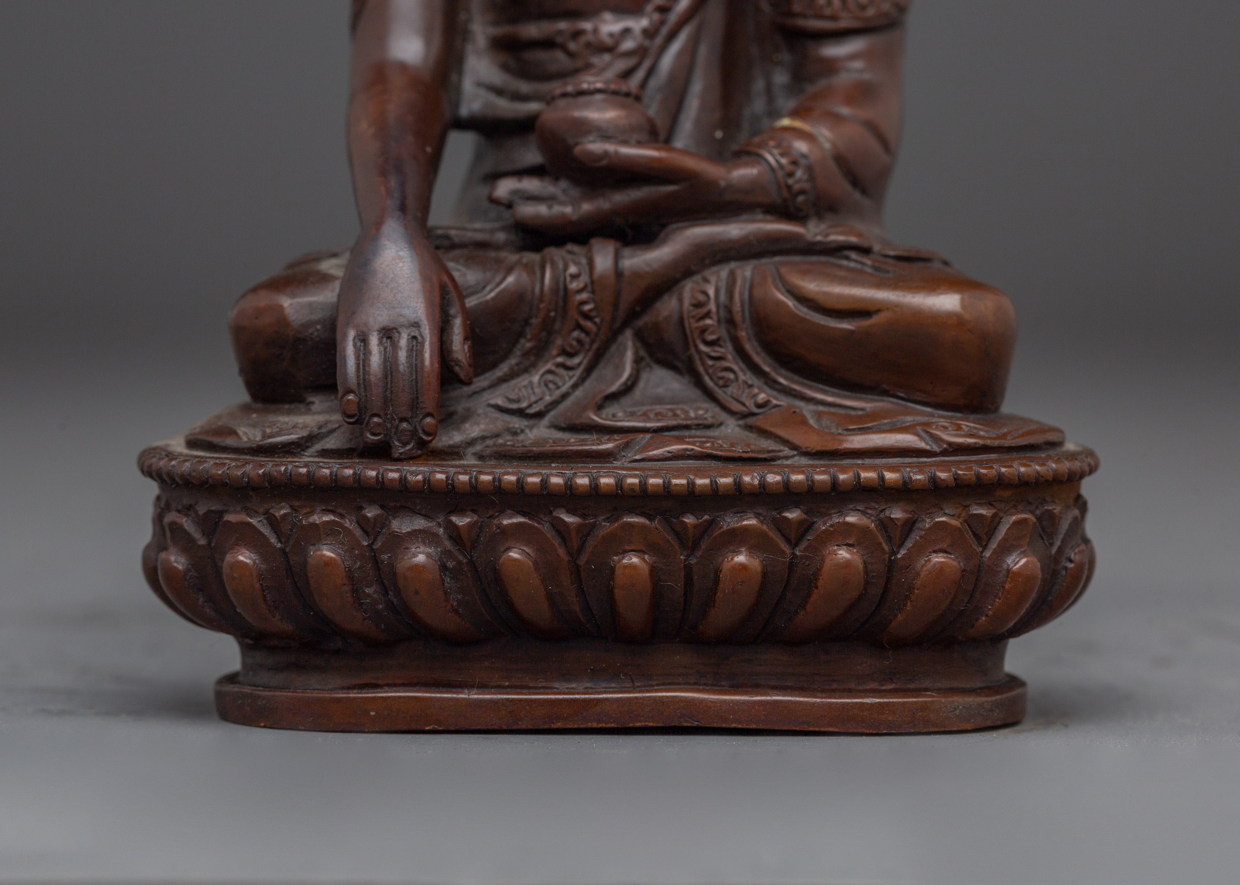 Oxidized Peace Symbol Shakyamuni Buddha Statue | Gautama Buddha Artwork