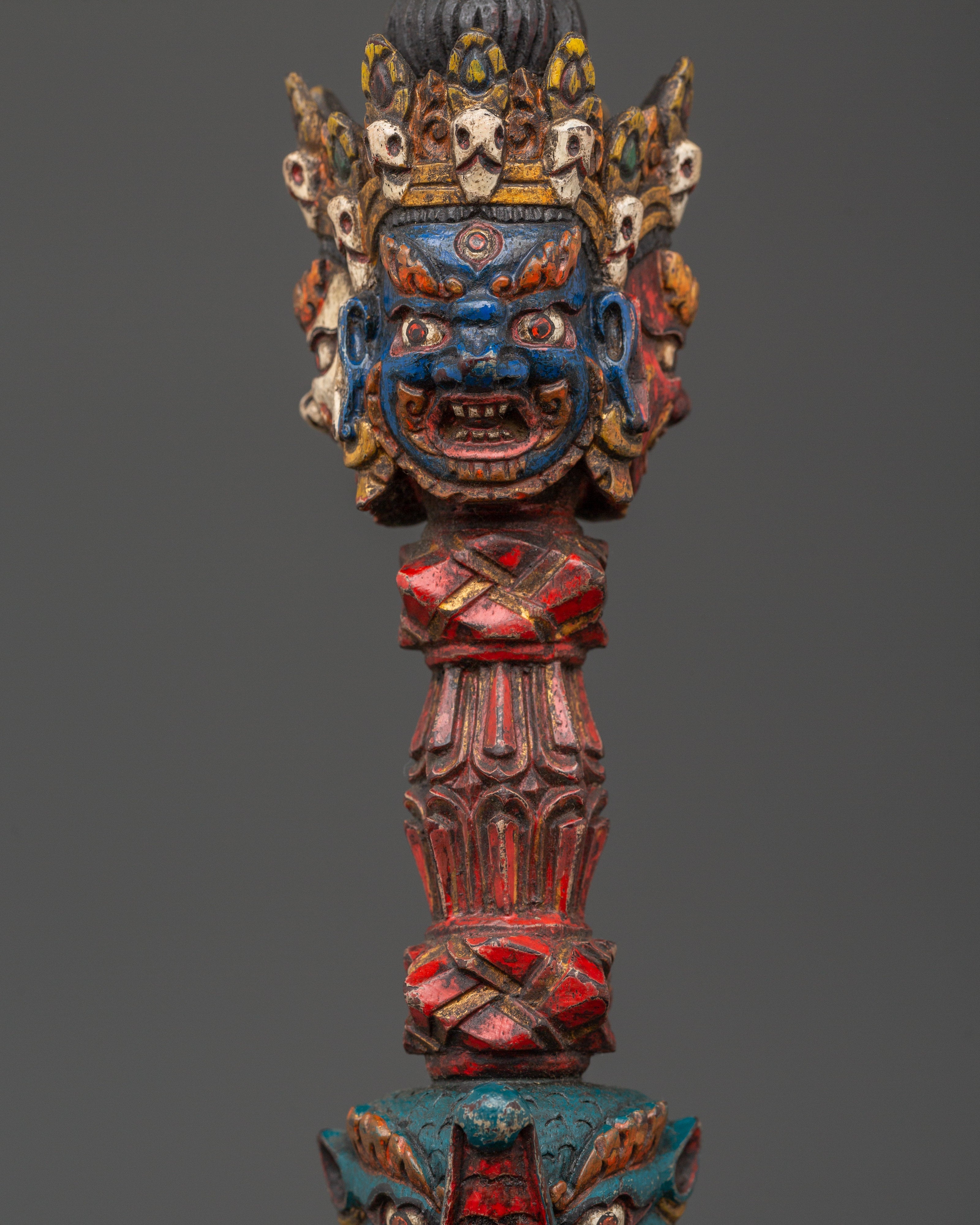 Tibetan Wooden Phurba | Sacred Tantric Artifact