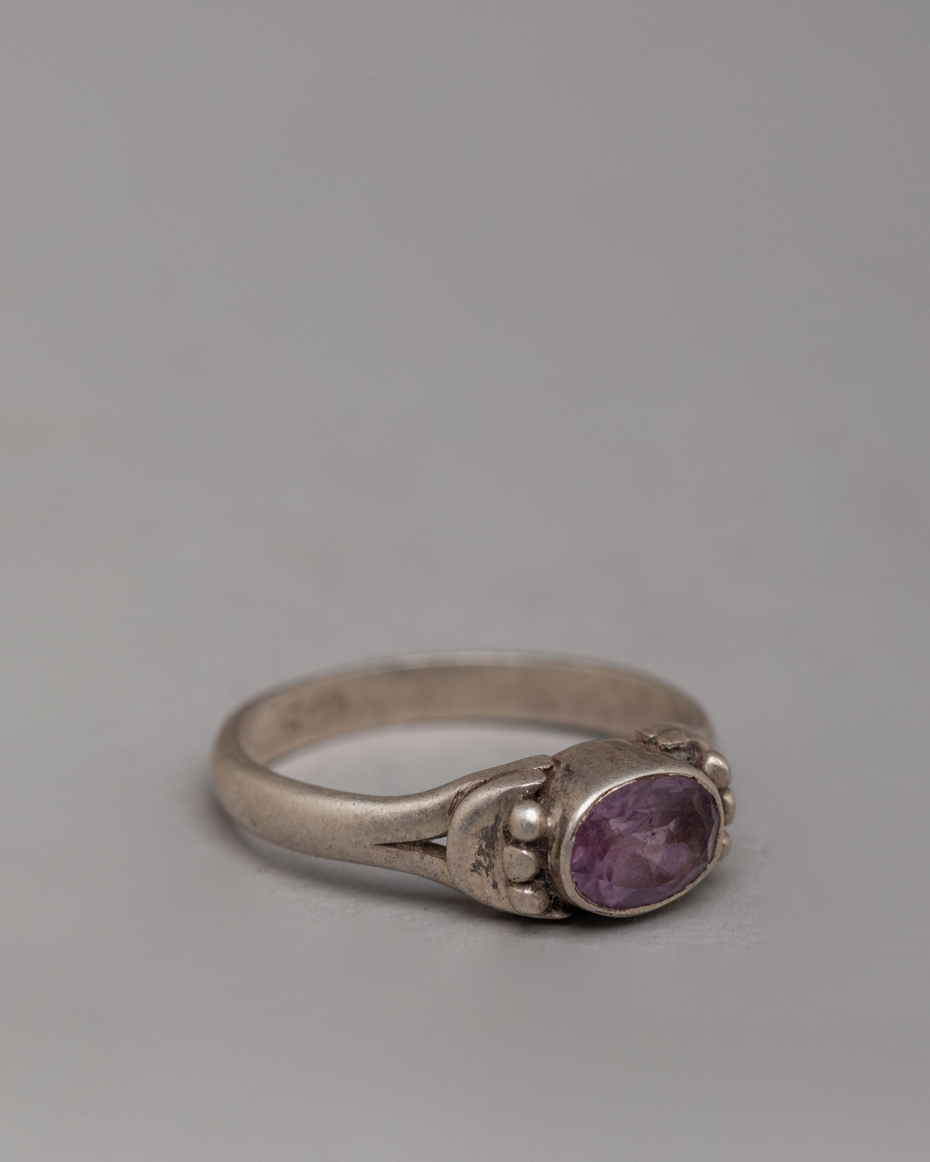 Natural Stone Zircon Ring | Artisan Silver Ring