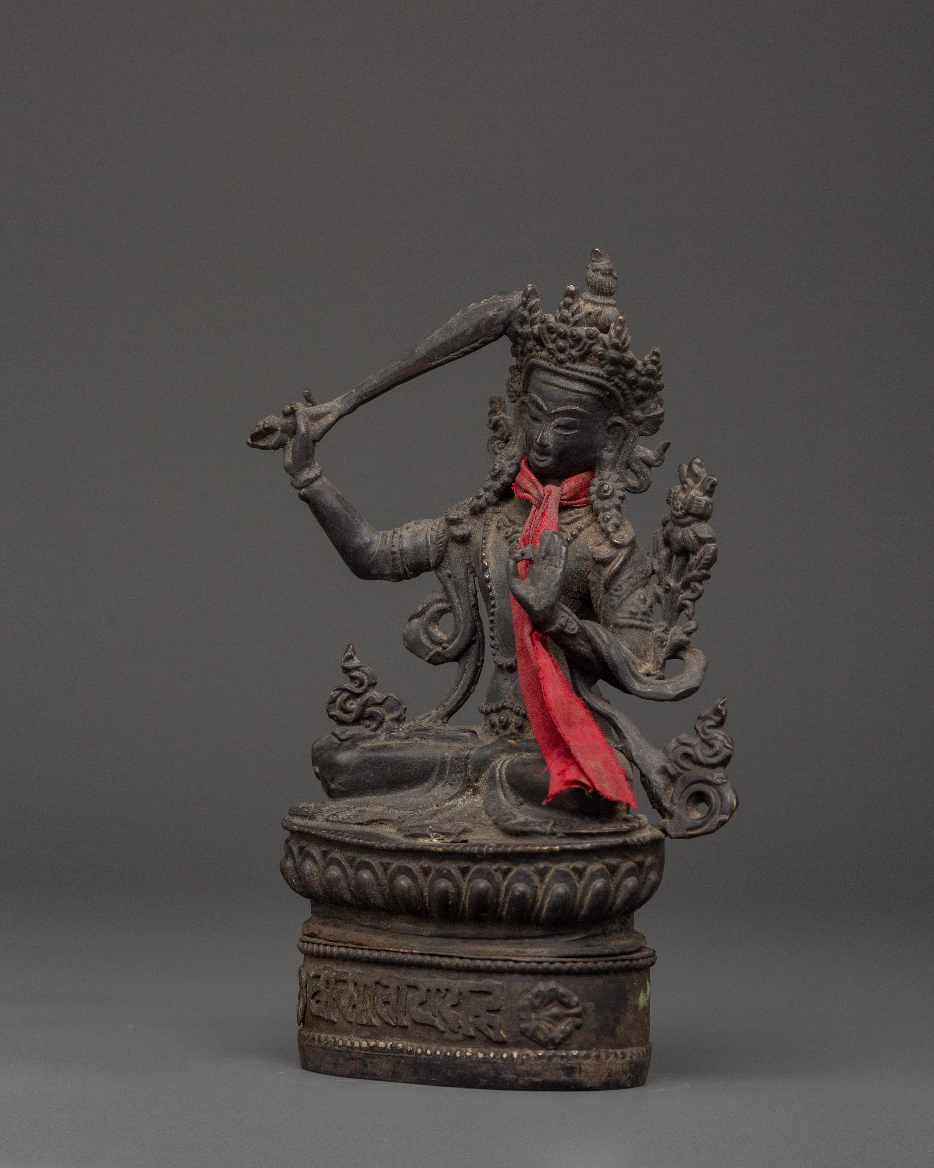 Handcrafted Manjushri Wisdom Bodhisattva Sculpture for Decor