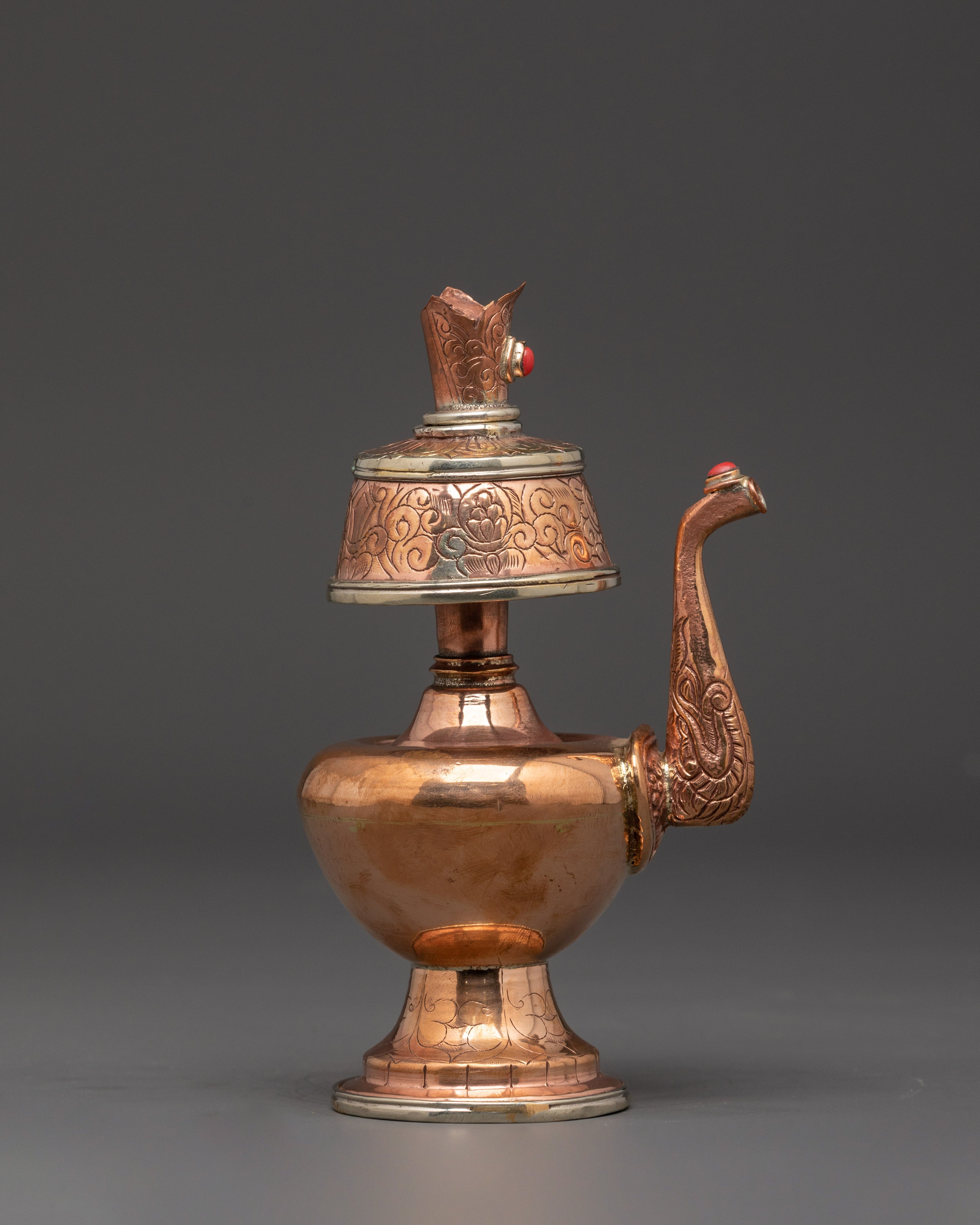 Handcrafted Bumpa Set with Crown Lids | Tibetan Ritual Offering Vessels