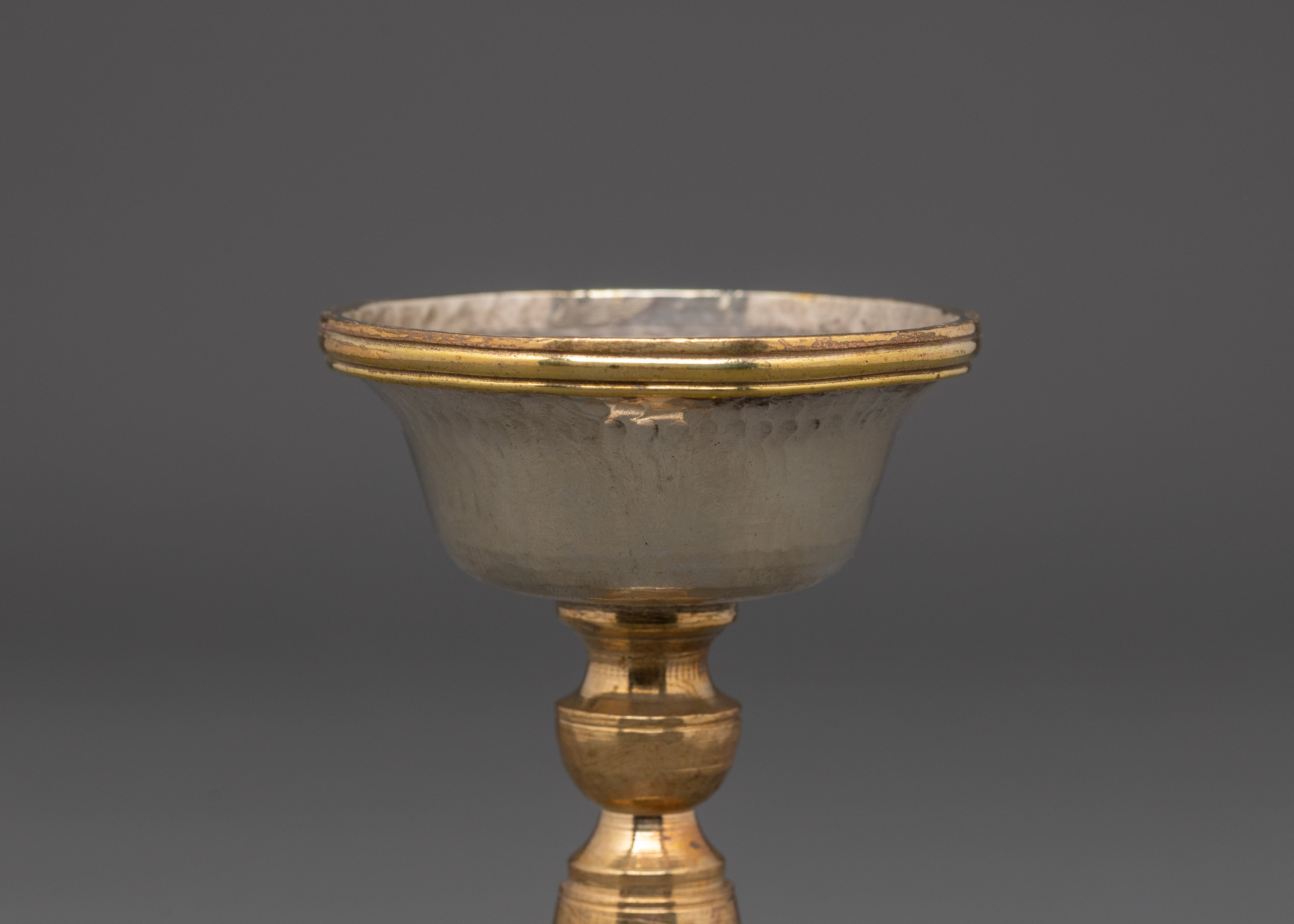 Handmade Serkyem Set for Offering | White Metal and Copper Buddhist Offering Vessel