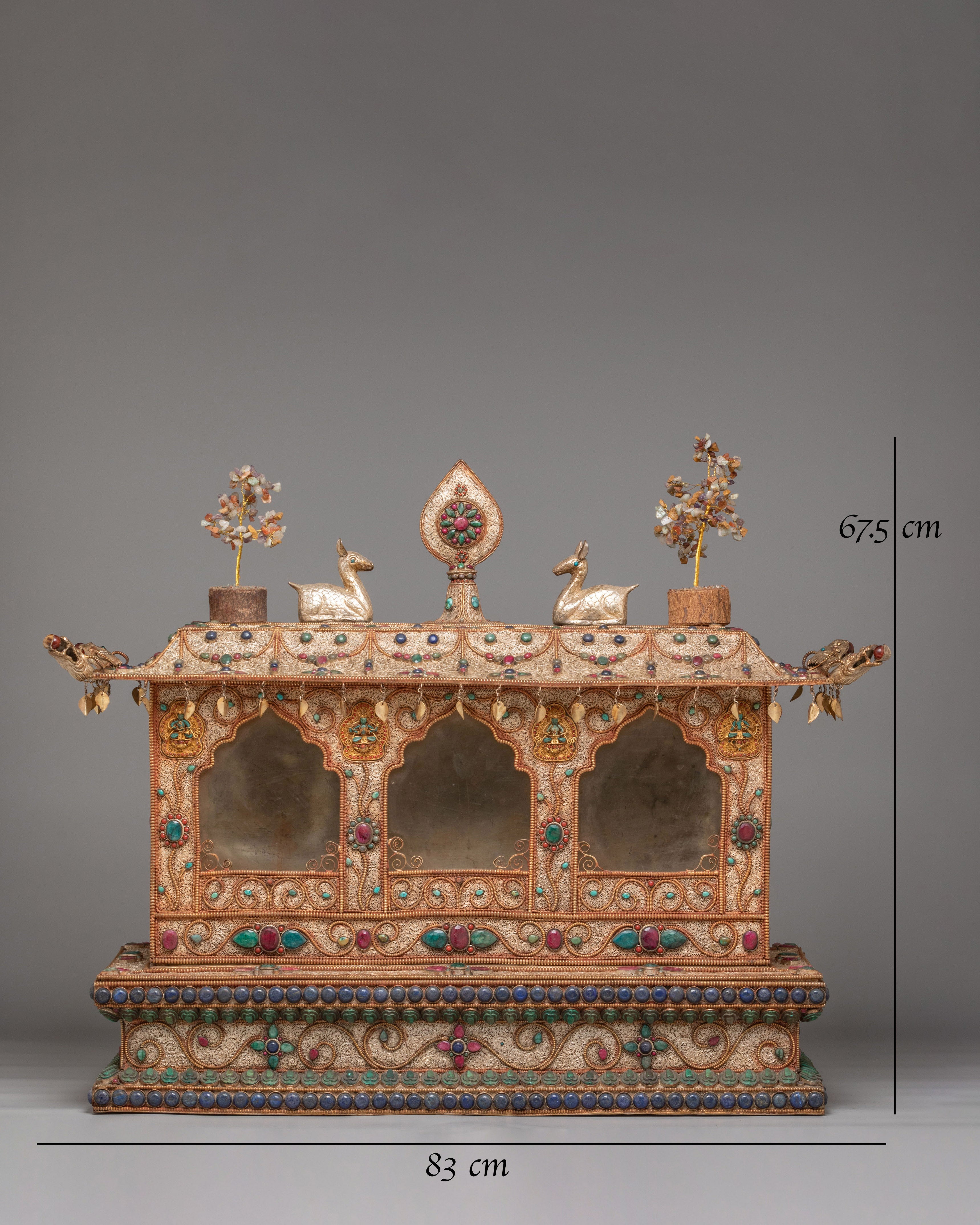 Handcrafted Altar Box | Copper Body, Gemstones, Silver Plating