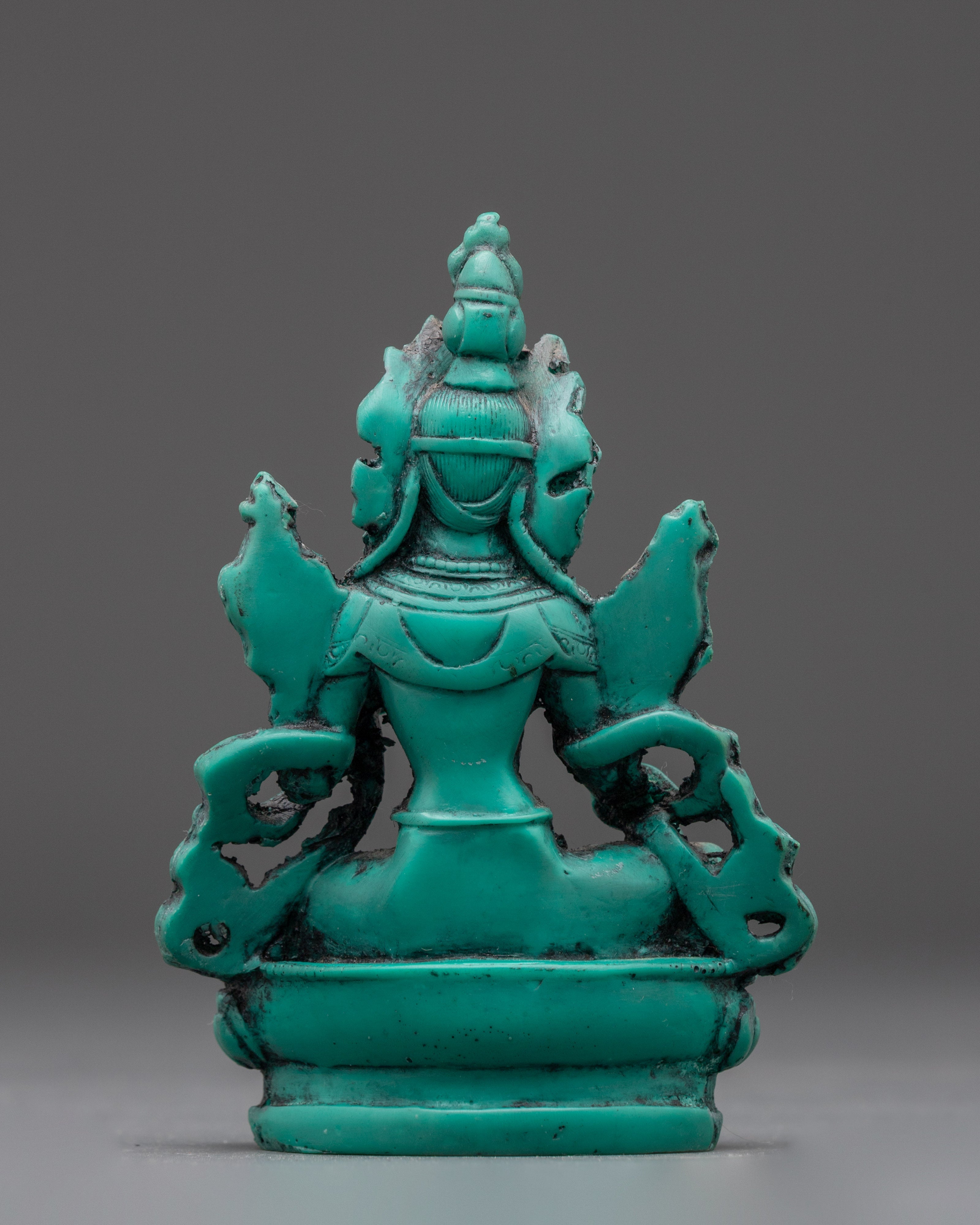 Tibetan Buddhist Goddess Green Tara | Handcrafted Turquoise Art with Spiritual Energy