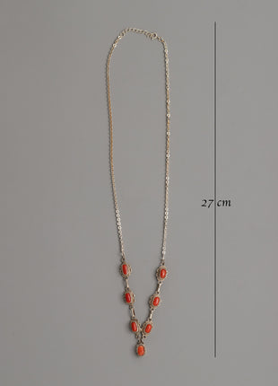 Necklace with Red Coral Accents | Tibetan-Inspired Coral Gemstone Necklace