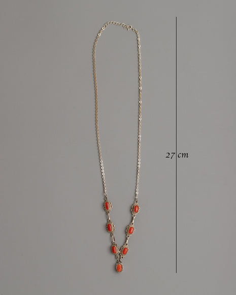 Necklace with Red Coral Accents | Tibetan-Inspired Coral Gemstone Necklace