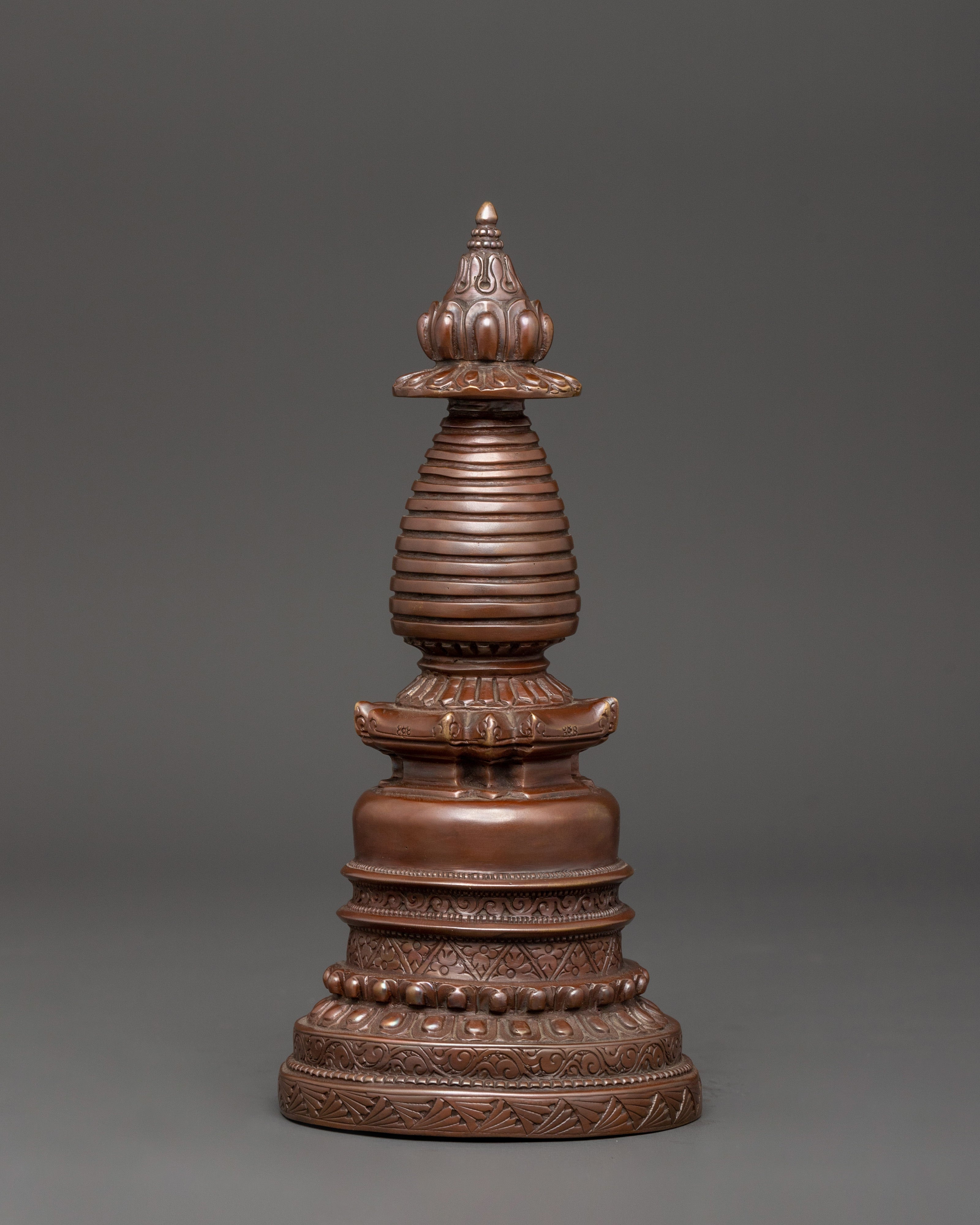 Oxidized Copper Stupa | Buddhist Shrine Artifact