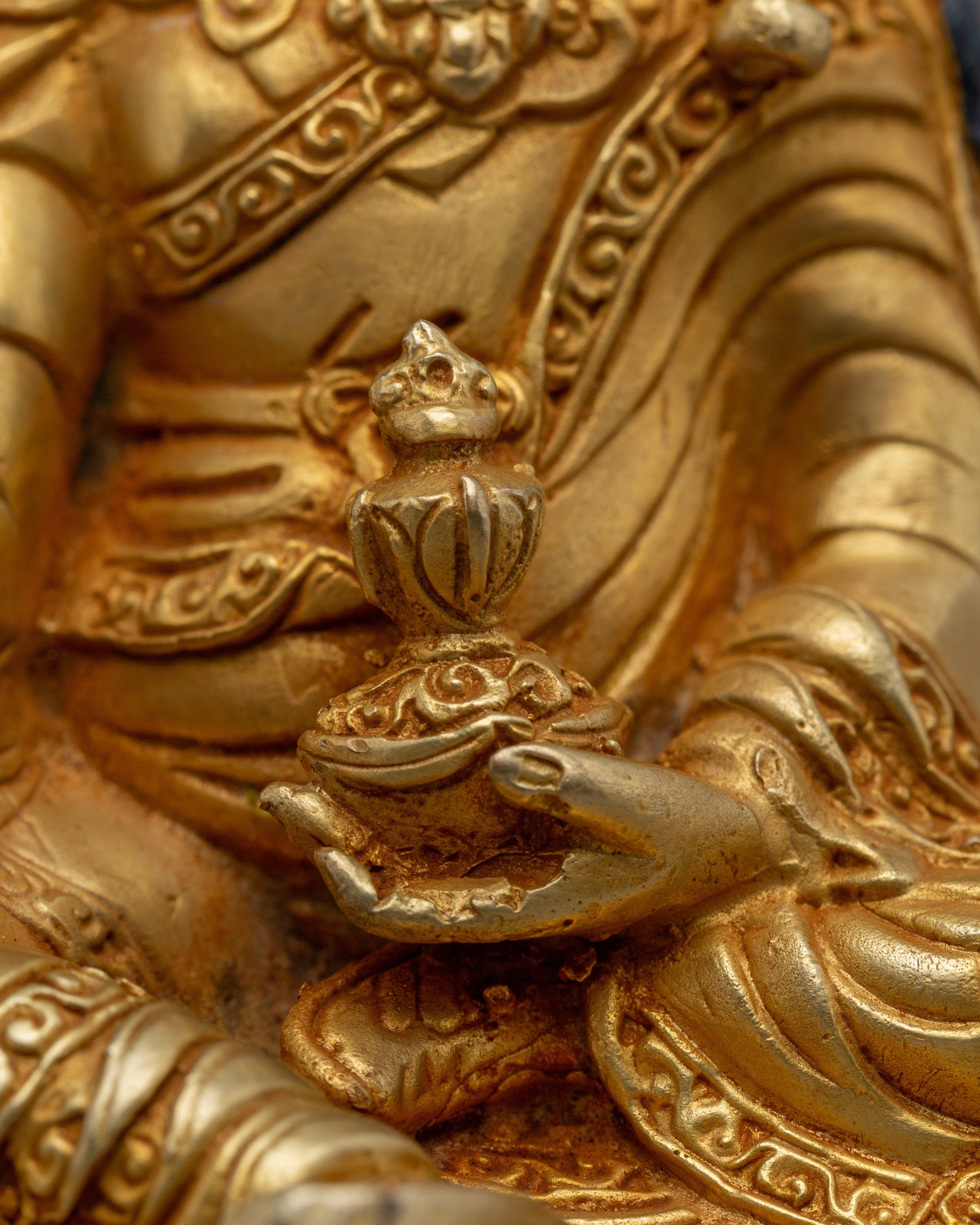 Guru Rinpoche Copper Statue 24K Gold Gilded | Art for Meditation