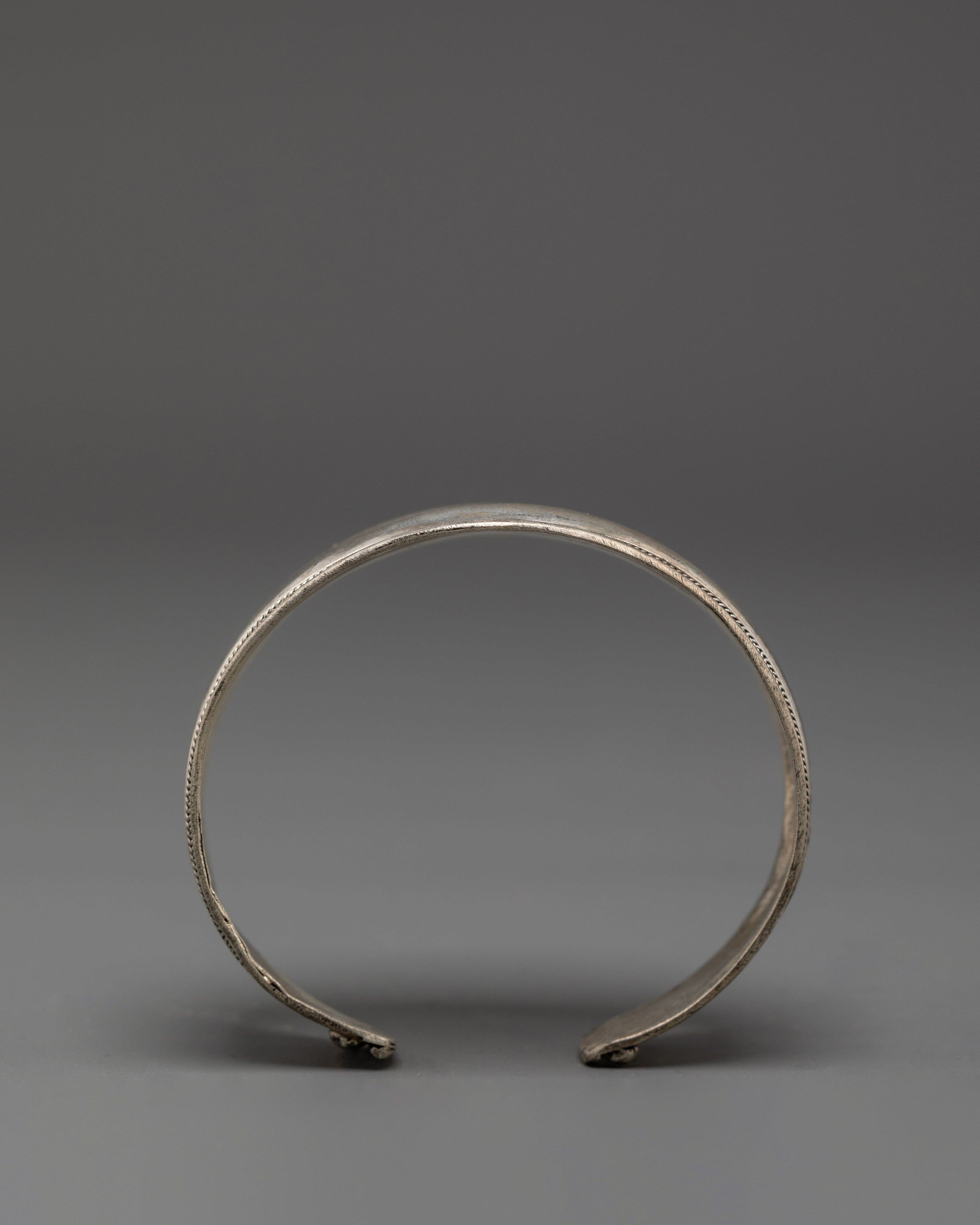 Engraved Tibetan Cuff Bracelet | White Metal Jewelry