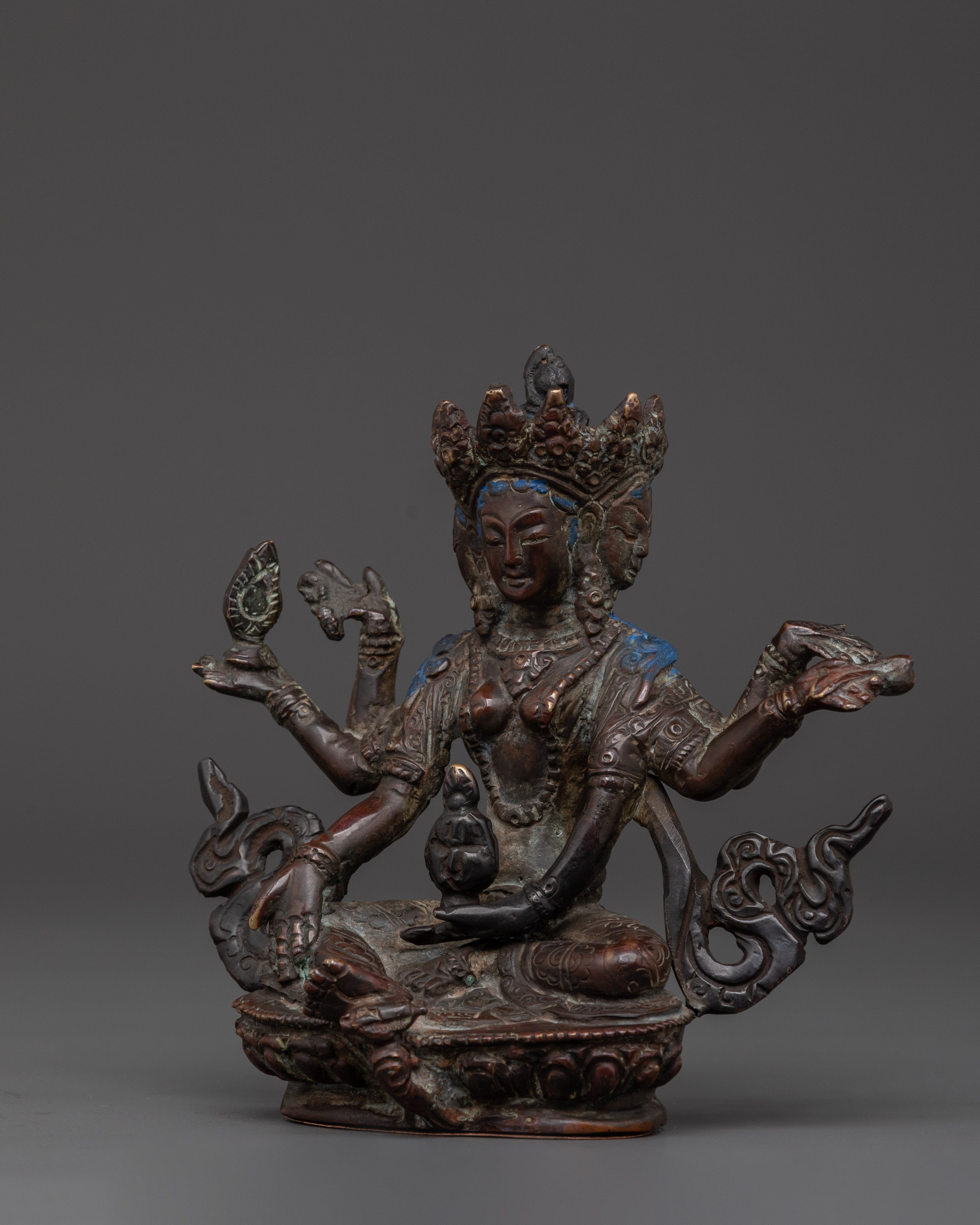 Handcrafted Vasudhara Brass Statue | Sacred Symbol of Buddhist Wealth Blessings