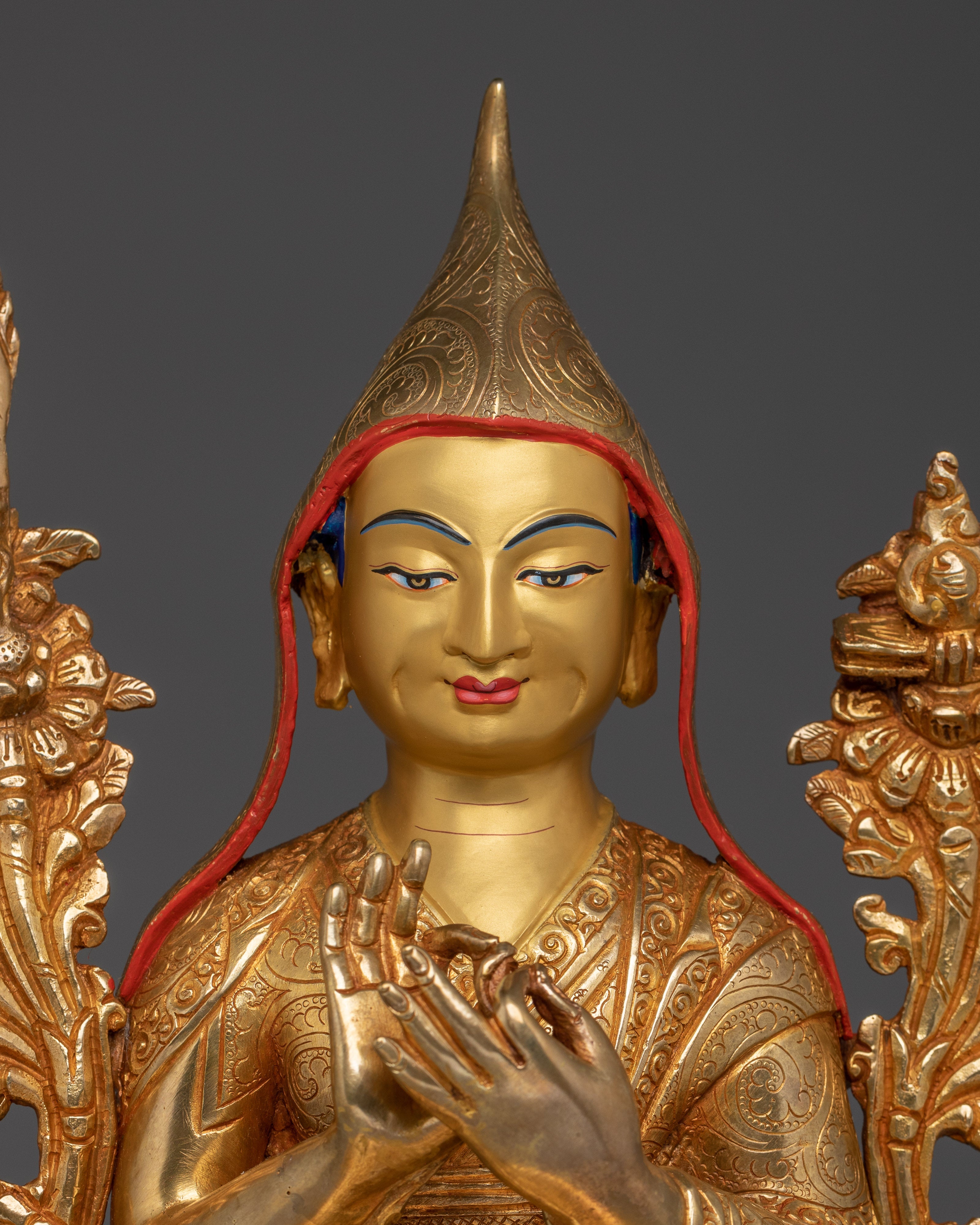 24K Gold Gilded Tsongkhapa Statue |  Meditation and Spiritual Enlightenment