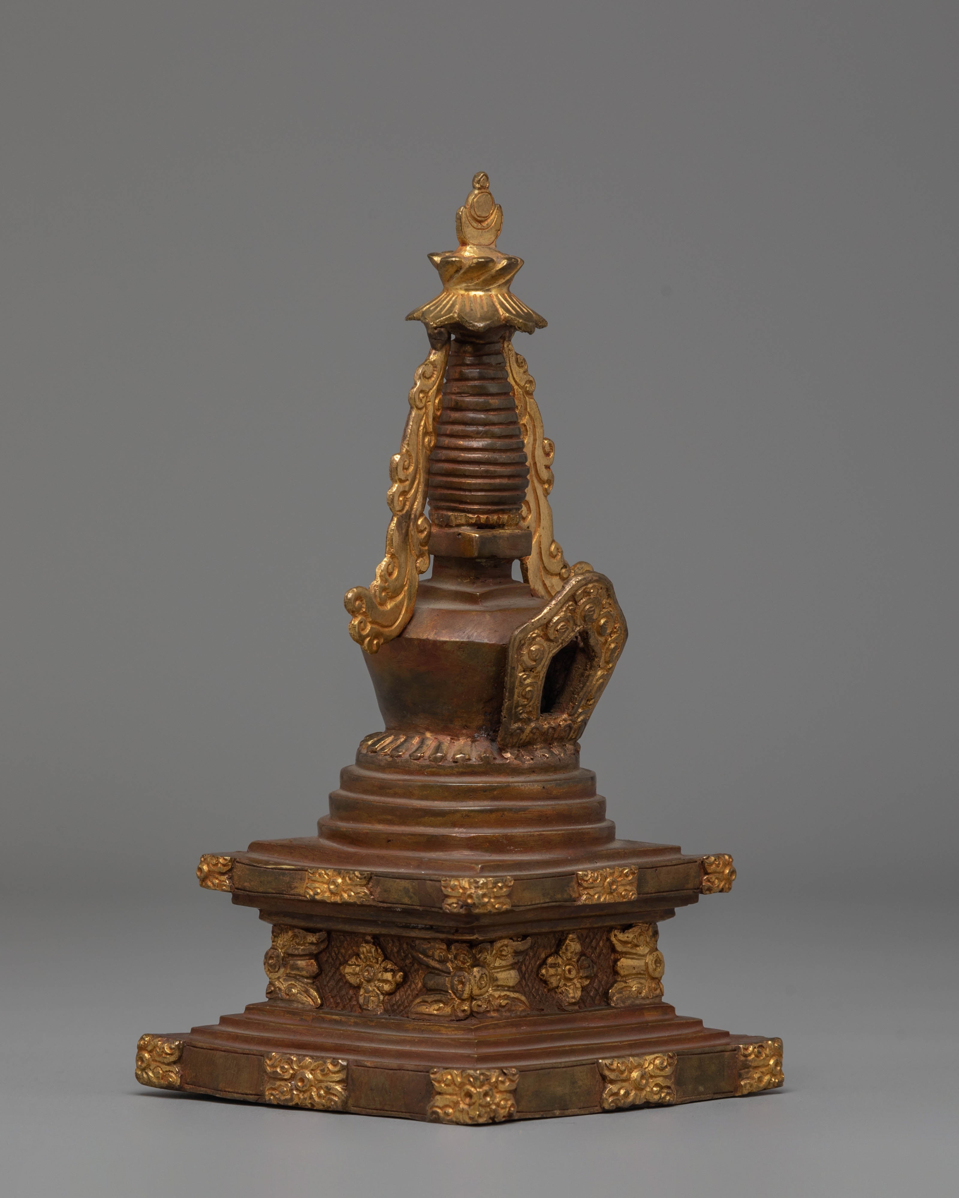 Sacred Copper Stupa Altar Shrine | Spiritual Enlightenment Symbol