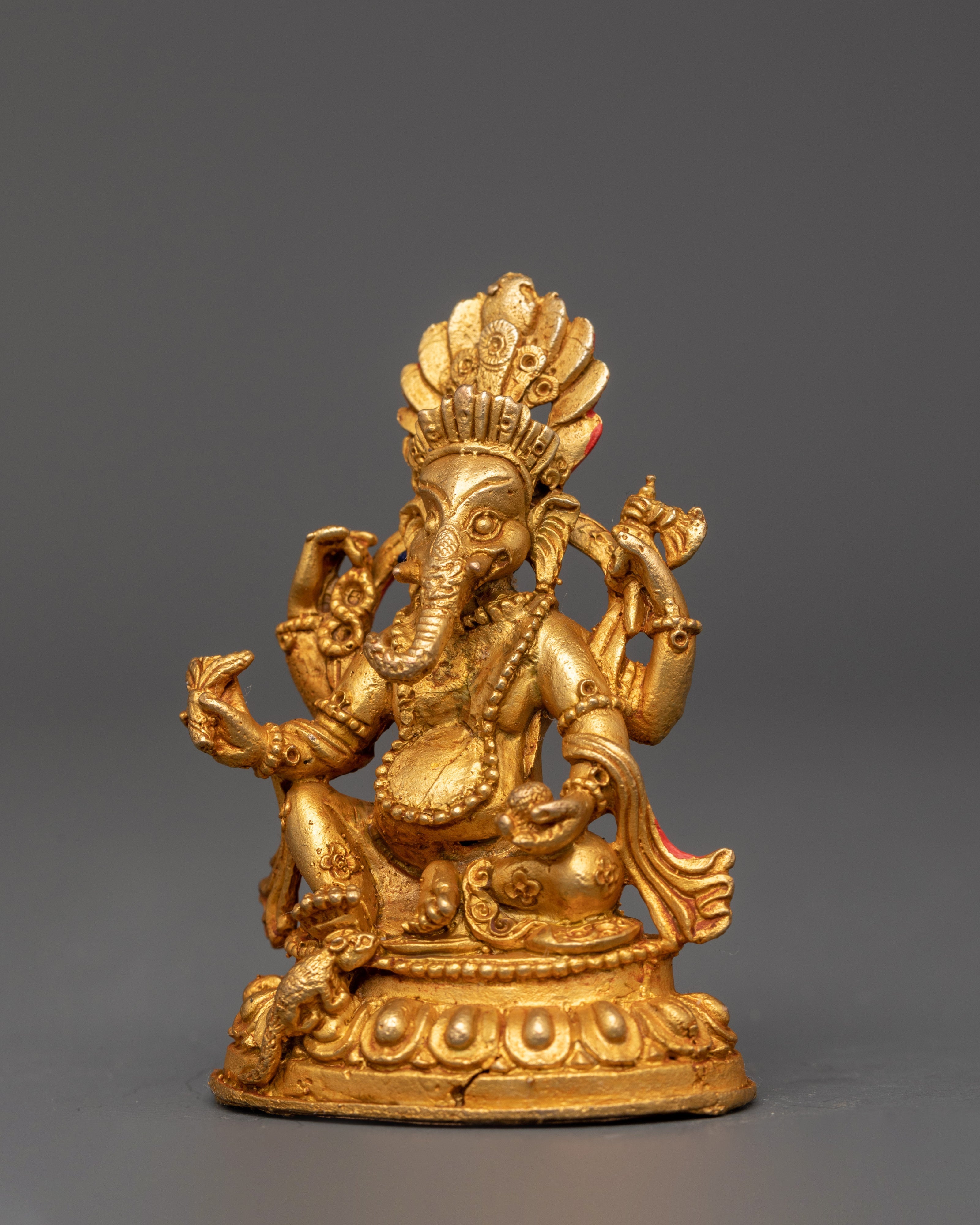 Gold-Plated Ganesh Statue | Hindu Elephant God of Wisdom & Prosperity