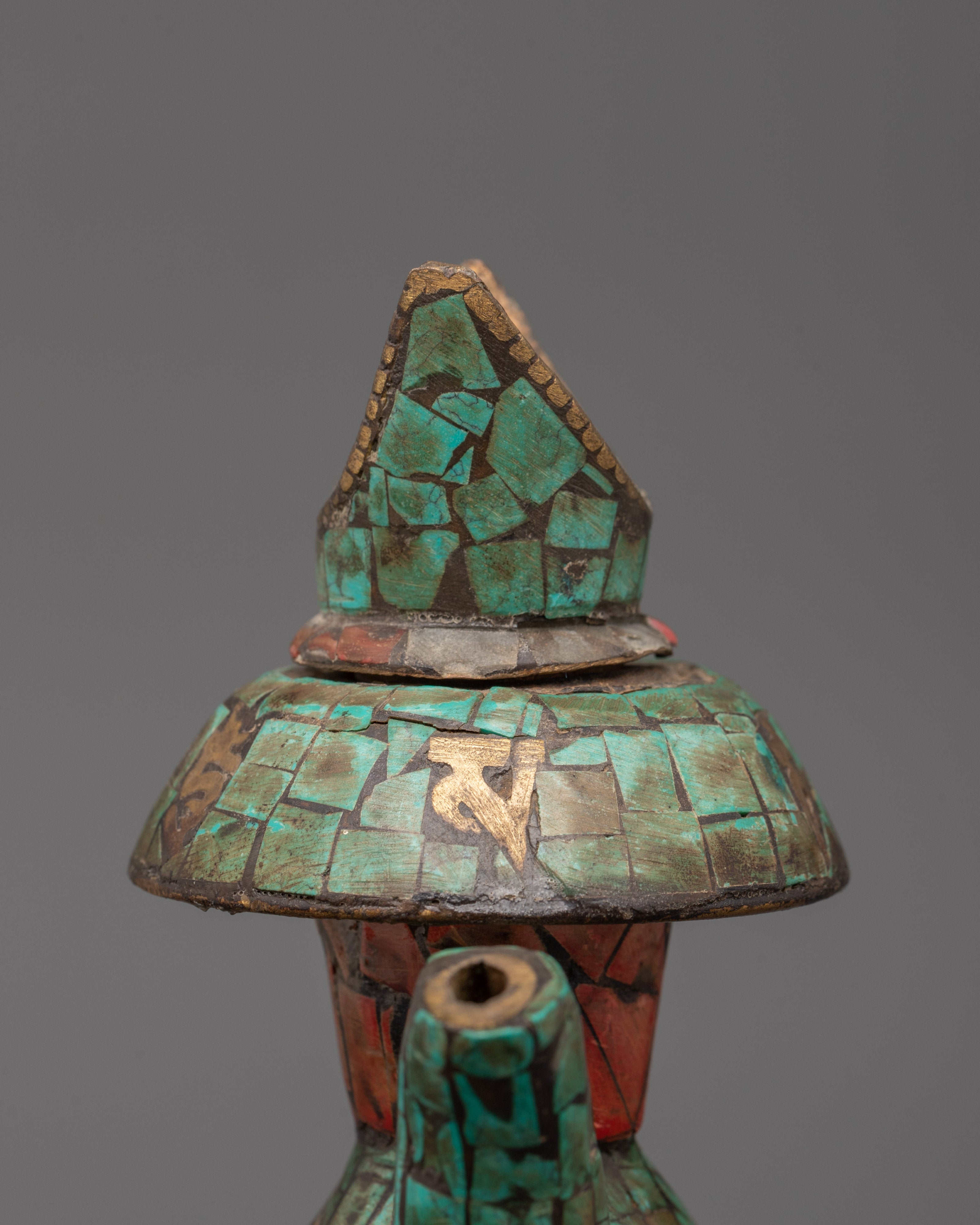 Tibetan Bhumba Ritual Vase | Copper Water Vessel with Sacred Symbols