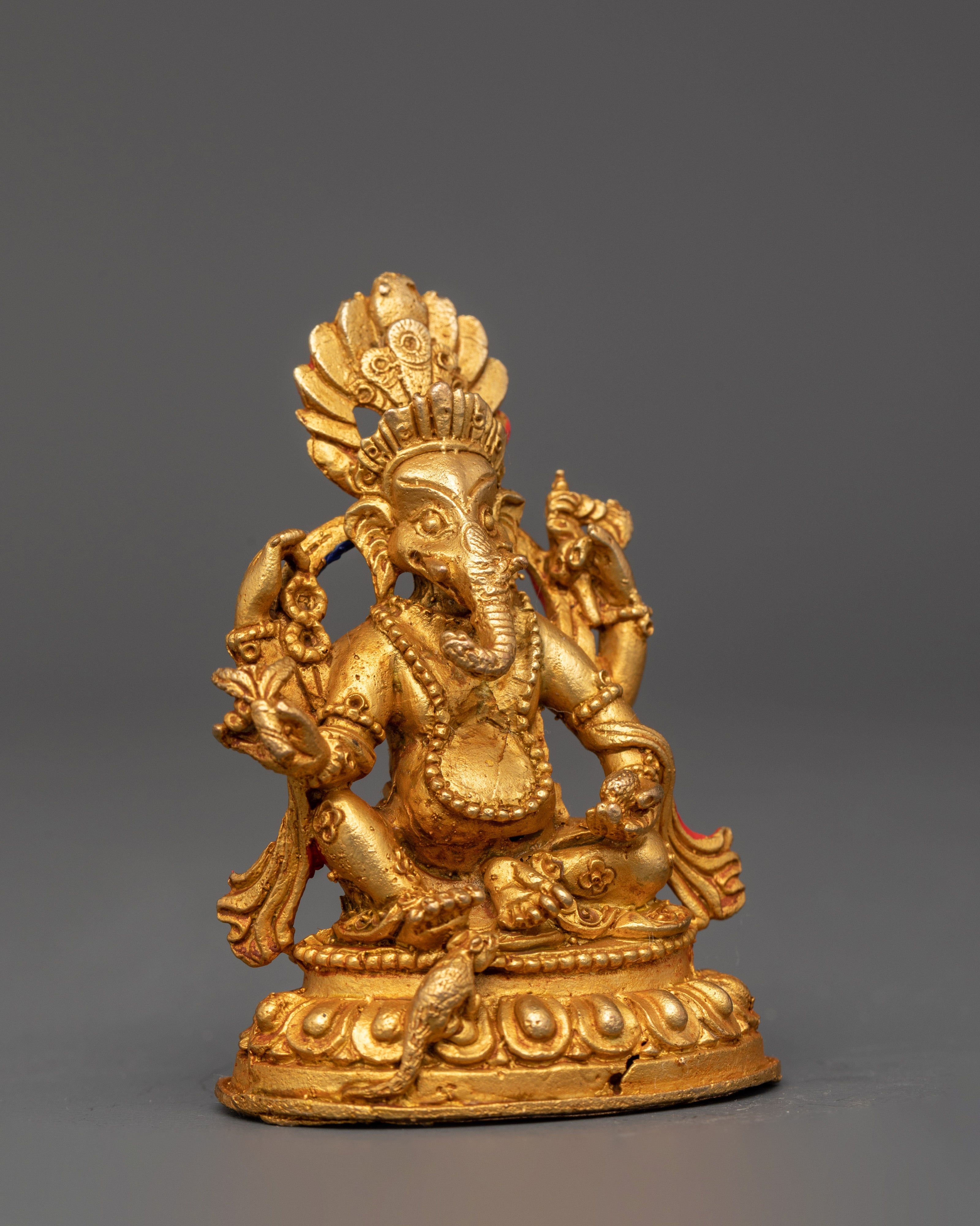 Gold-Plated Ganesh Statue | Hindu Elephant God of Wisdom & Prosperity
