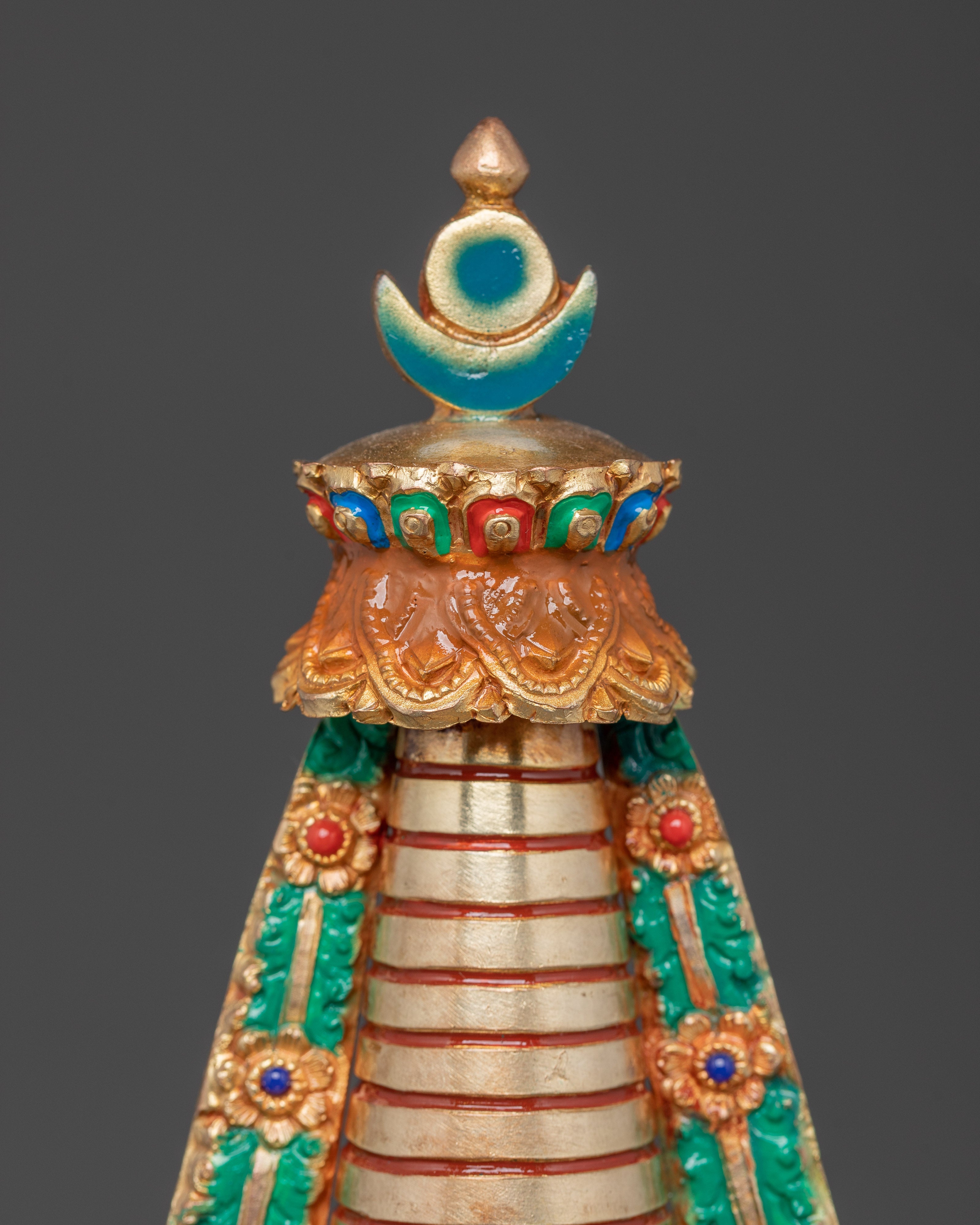 Himalayan Buddhist Copper Stupa | Sacred Shrine Decor