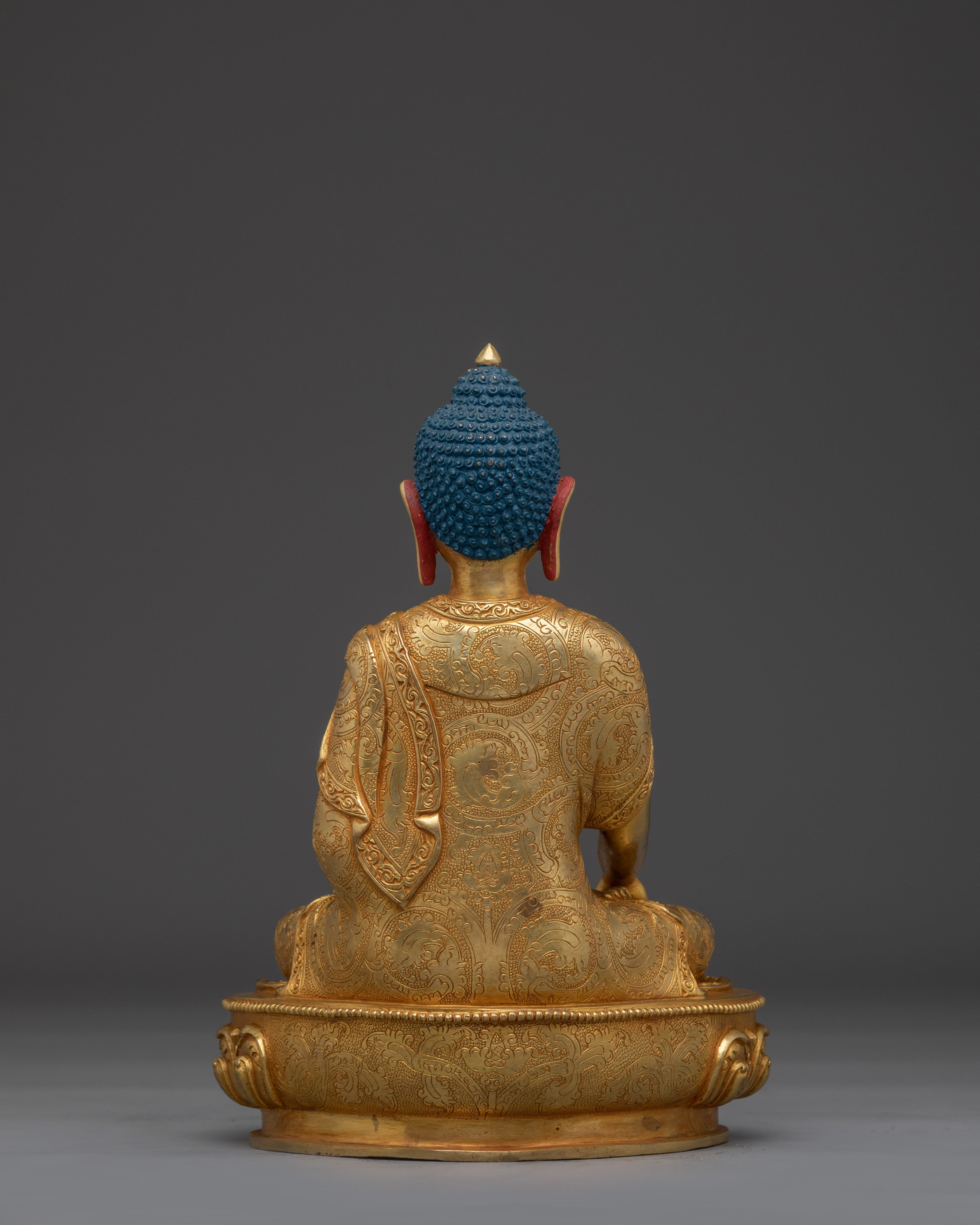 Gold Gilded Copper Shakyamuni Buddha Artwork | Perfect for Meditation and Altar Decor