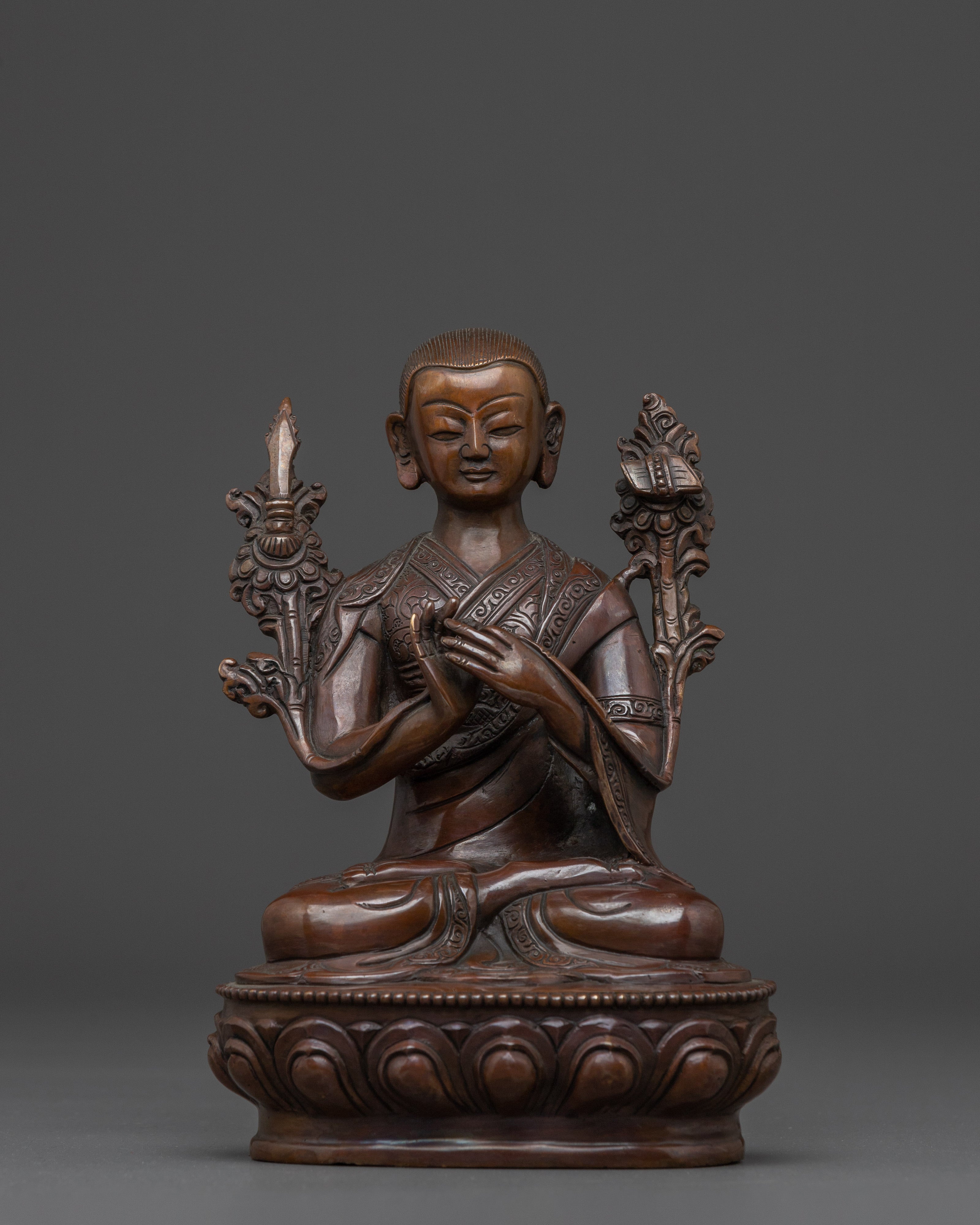 Oxidized Tsongkhapa Statue Set | Spiritual Altar Peice