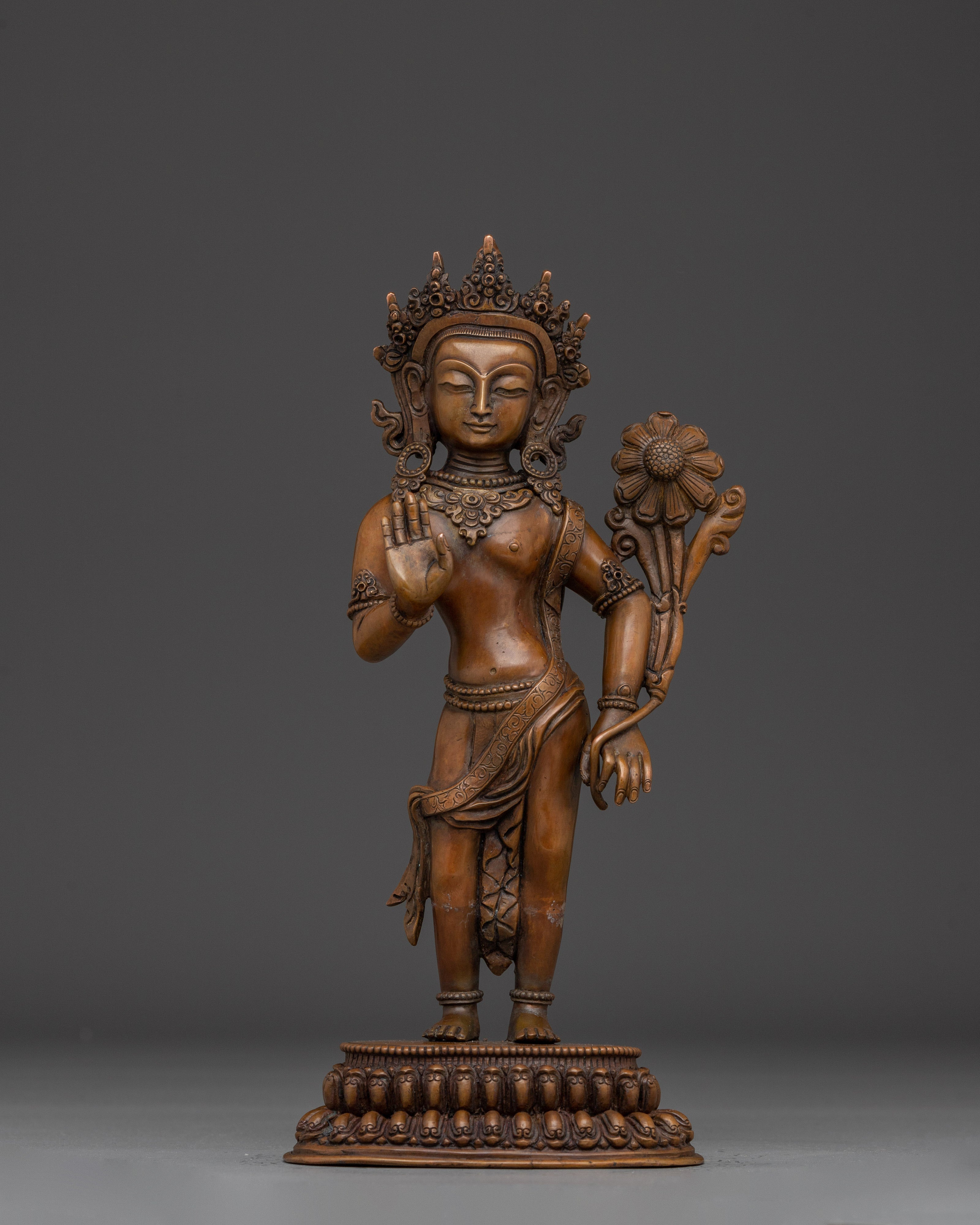 Oxidized Copper Padmapani Statue