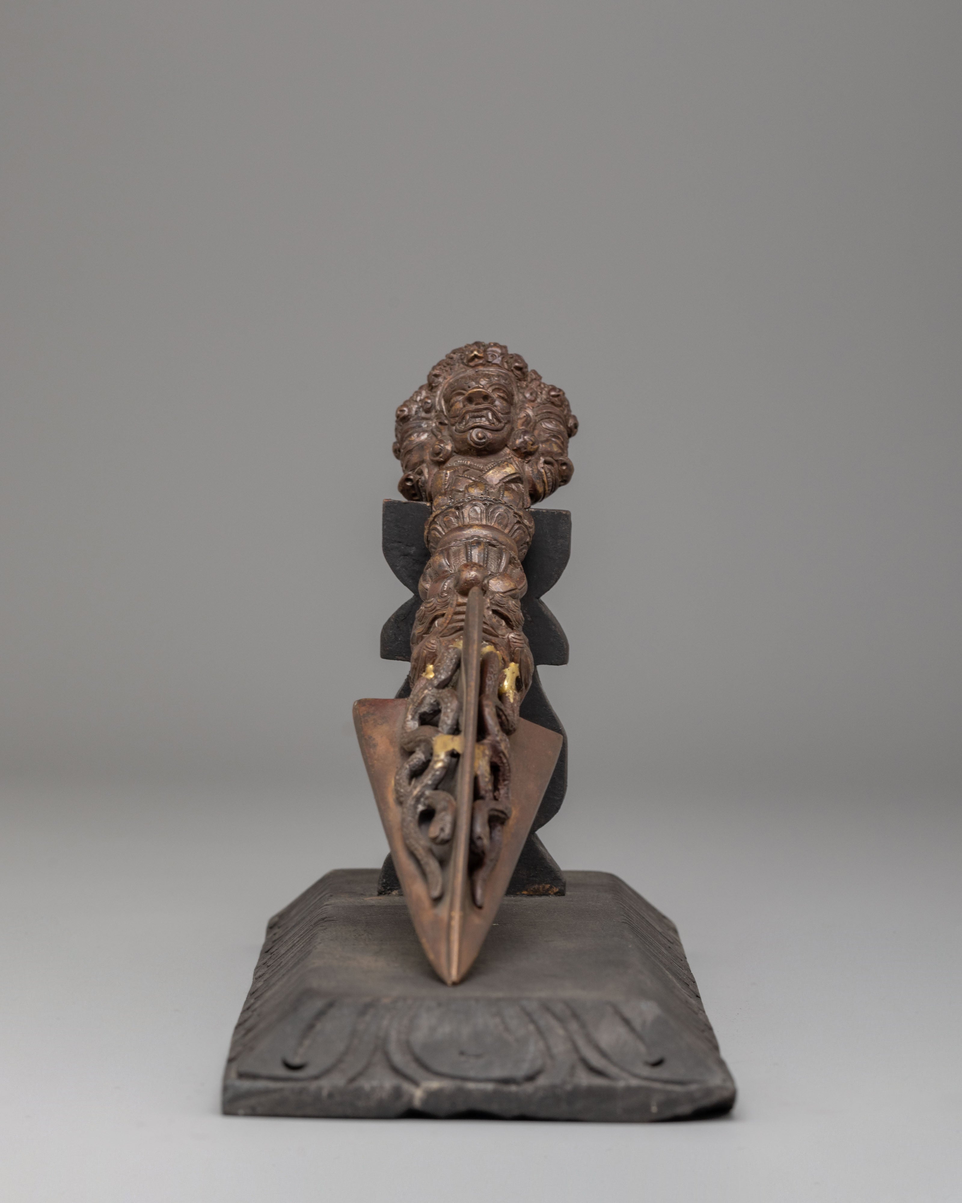Ritual Phurba Dagger With Stand | Sacred Vajrayana Ceremonial Blade