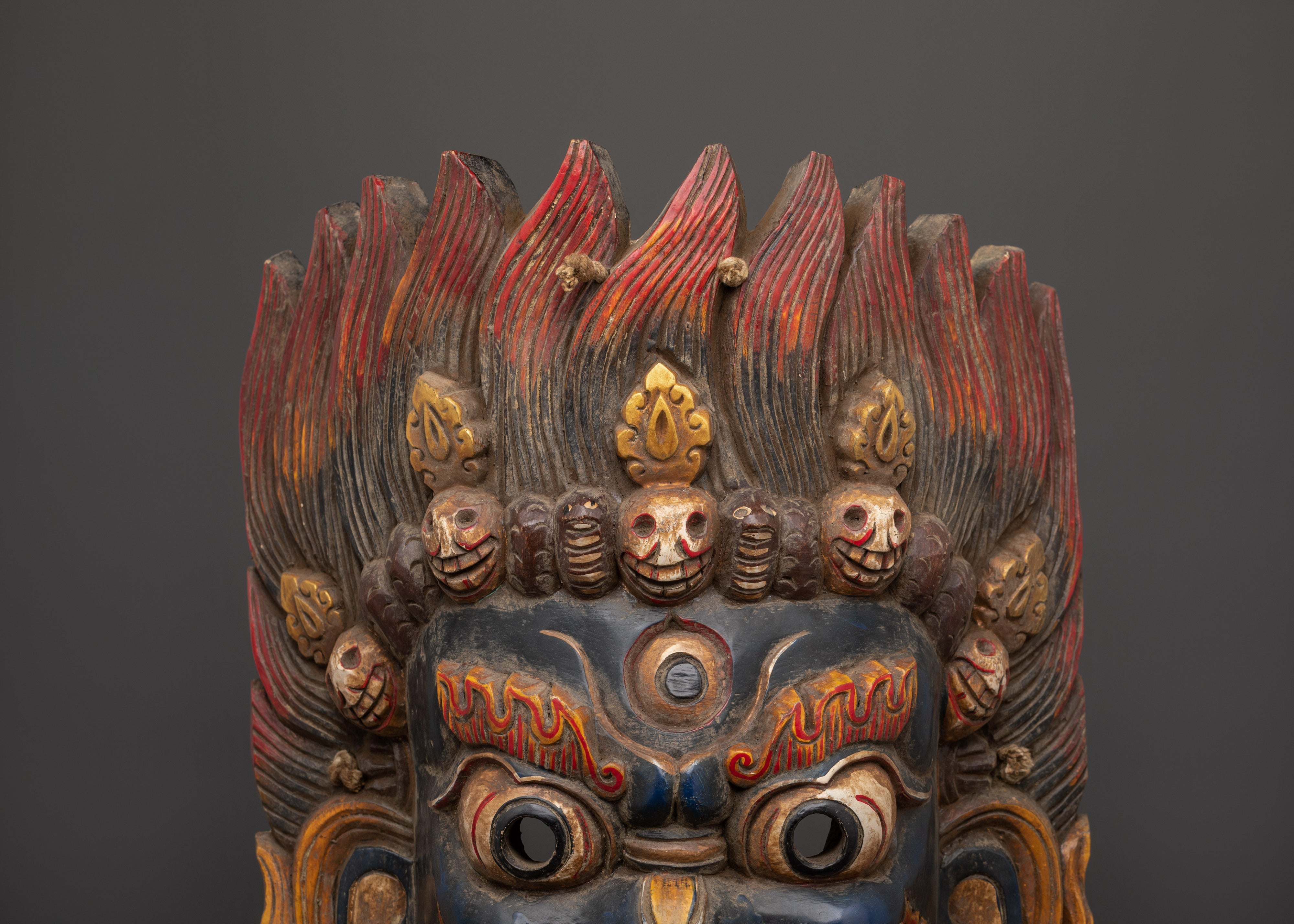Handcrafted Bhairav Tantric Protection Mask | Fierce Guardian Deity Mask Sacred Art