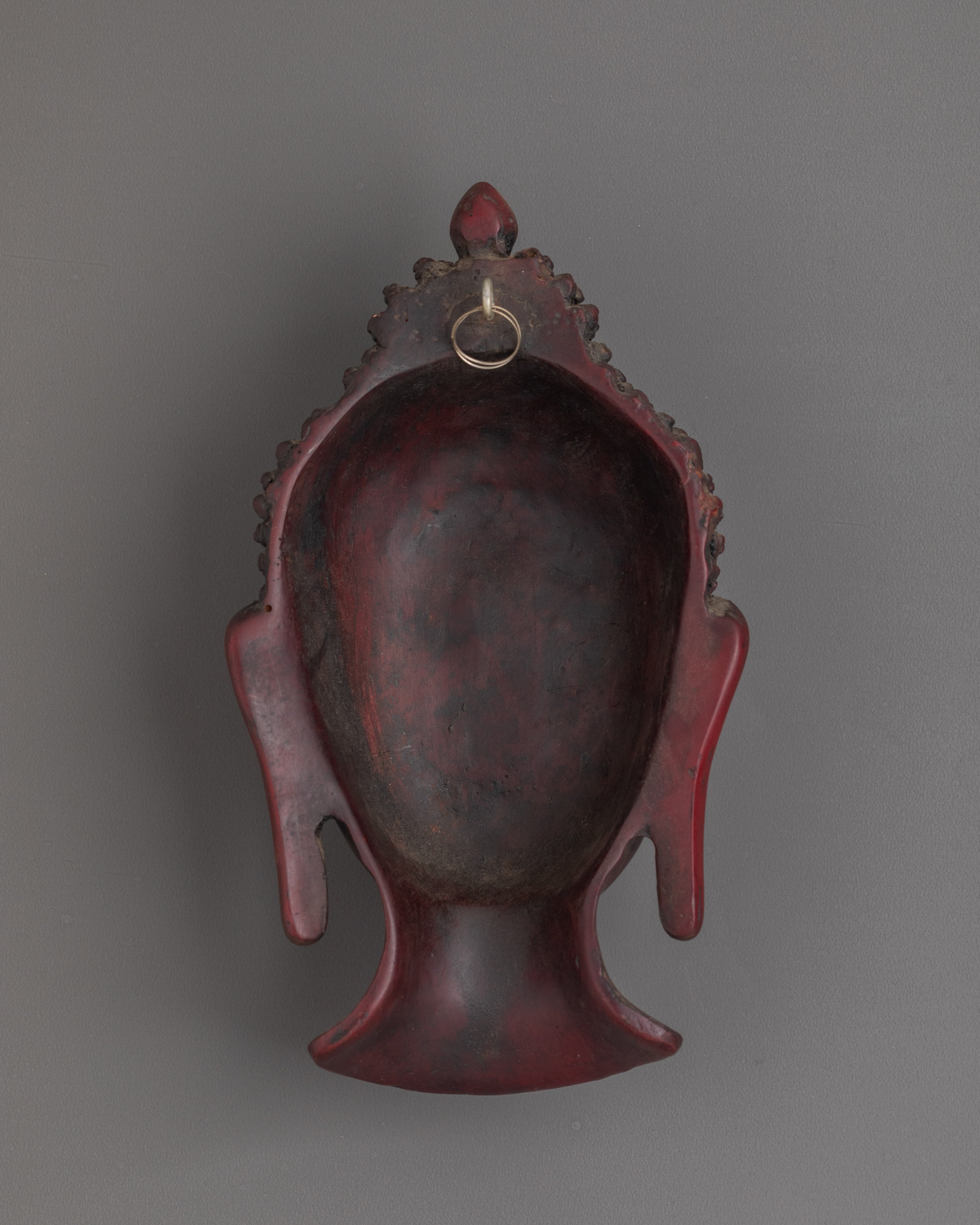 Red Buddha Head Wall Hanging | Ceramic Spiritual Wall Decor