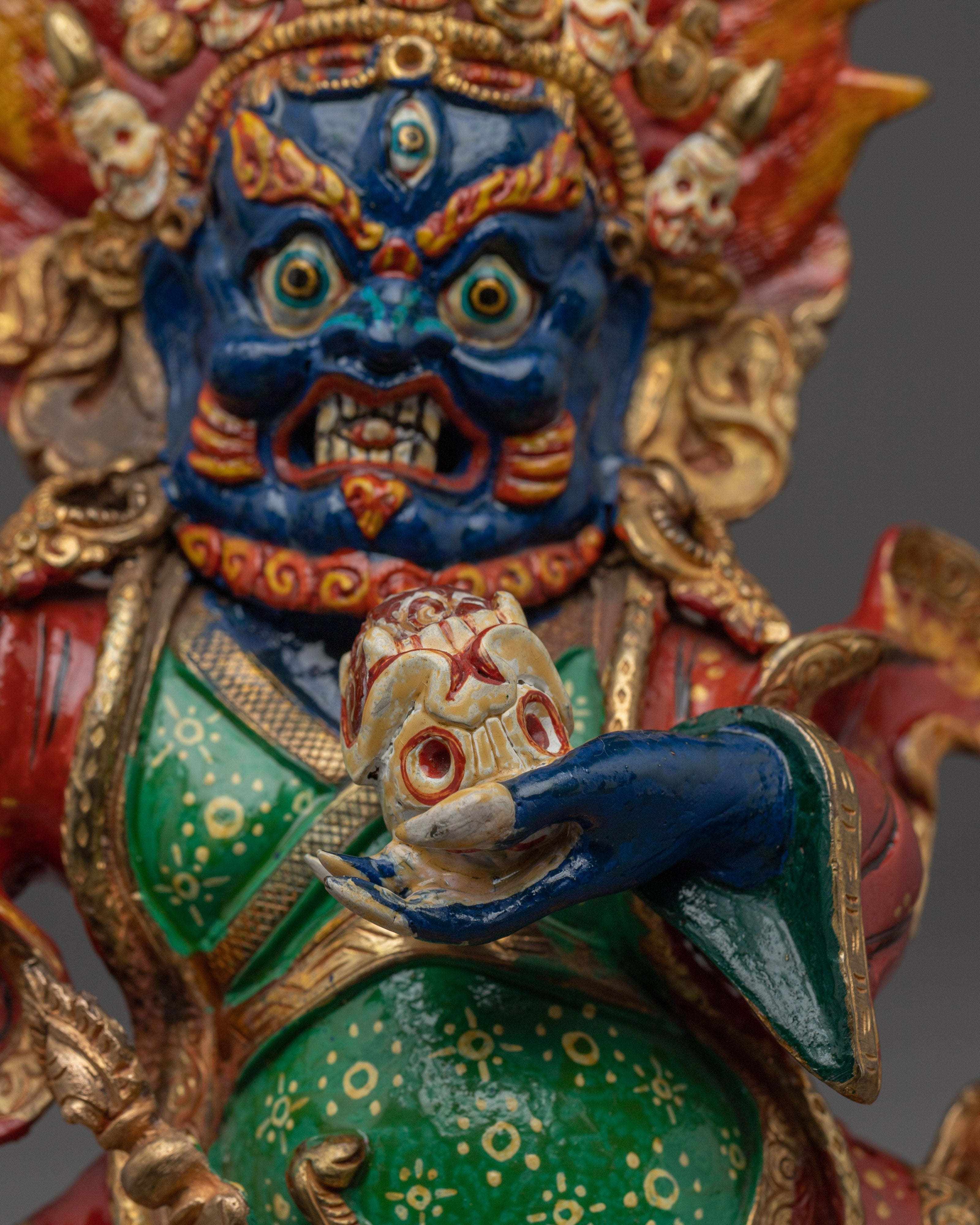 Mahakala Bernakchen Statue in 24K Gold-Gilded | Tibetan Protector Deity