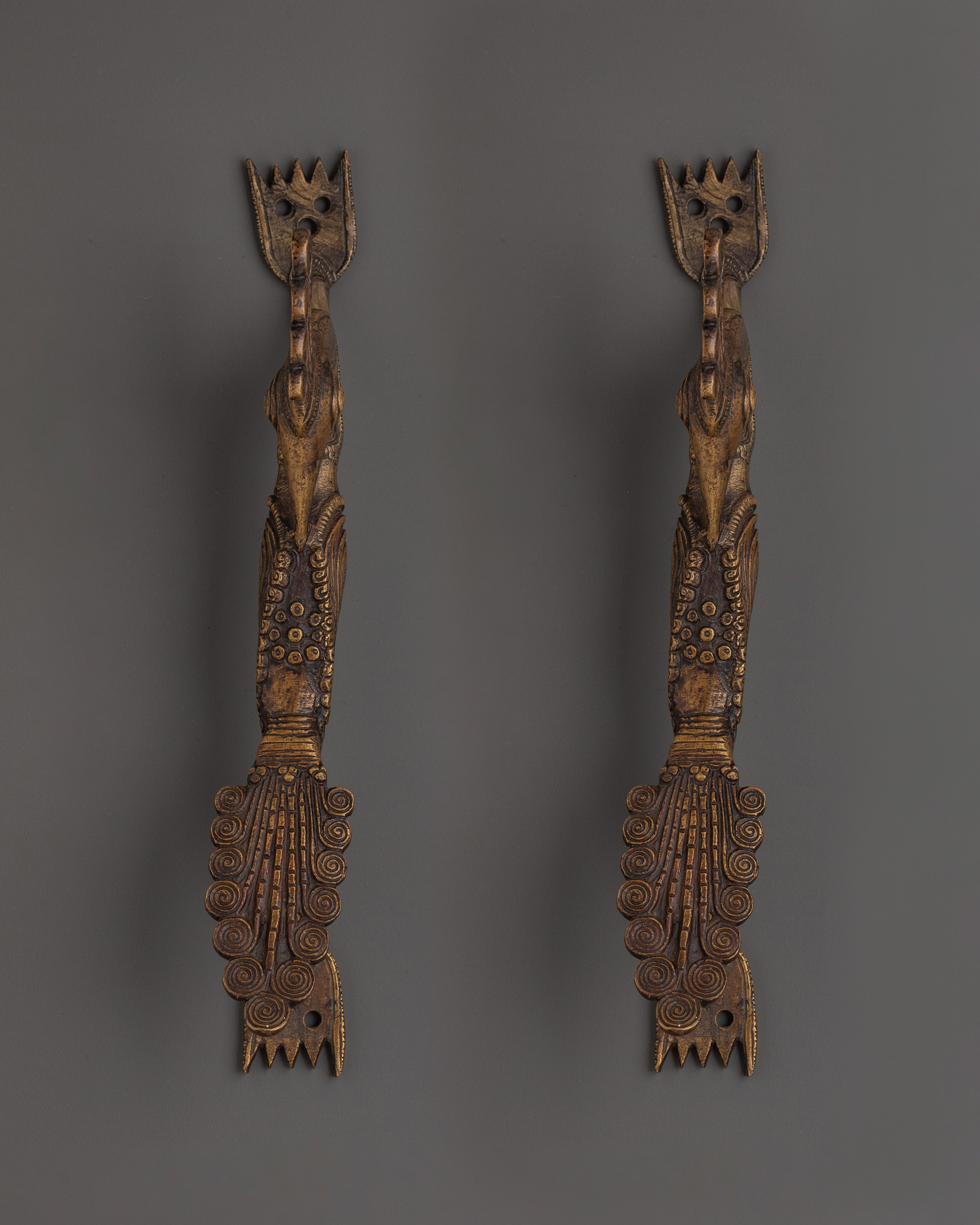 Tibetan Brass Door Handle Set | Spiritual Door Accessory