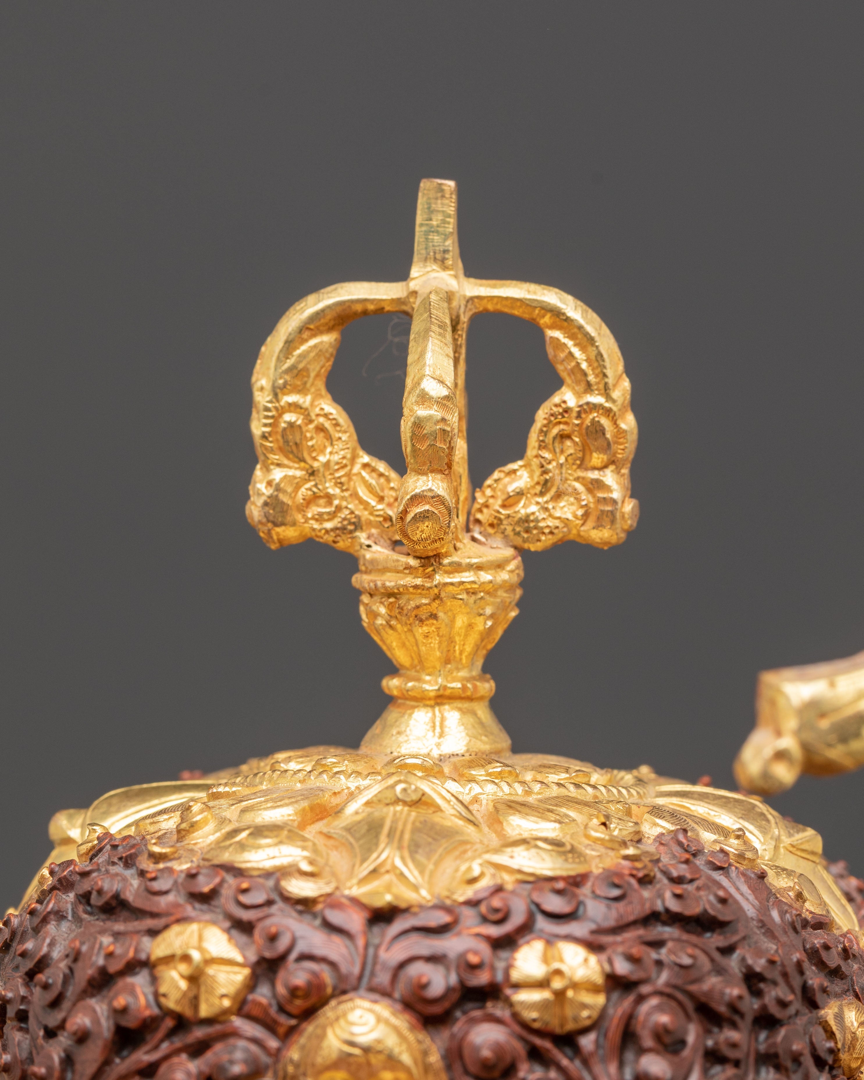 Handmade Gold Plated Kapala Set | Tibetan Ritual Skull Cup Offering Set