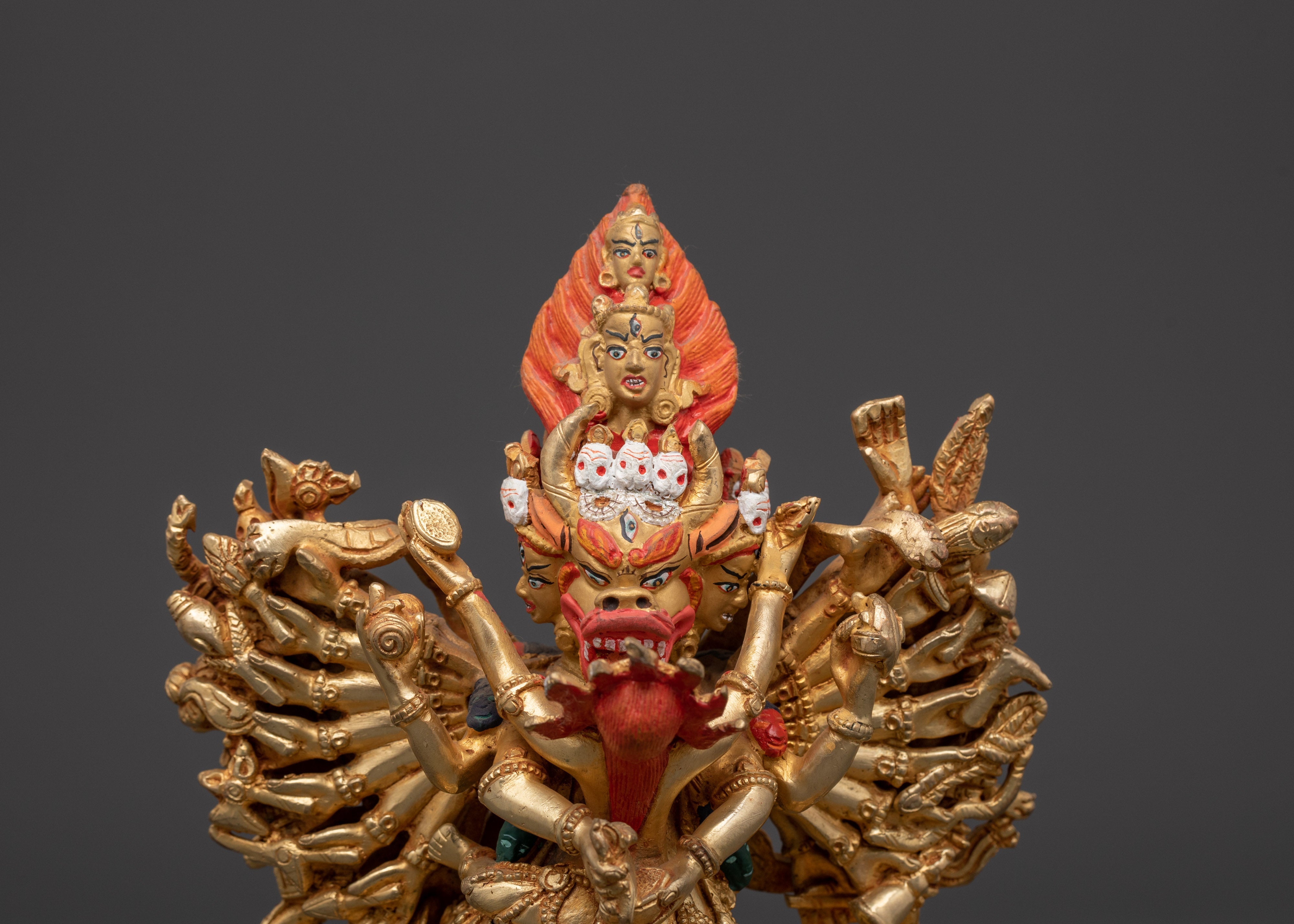 Sacred Conqueror of Death Yamantaka Statue | Tibetan Buddhist Deity Sculpture