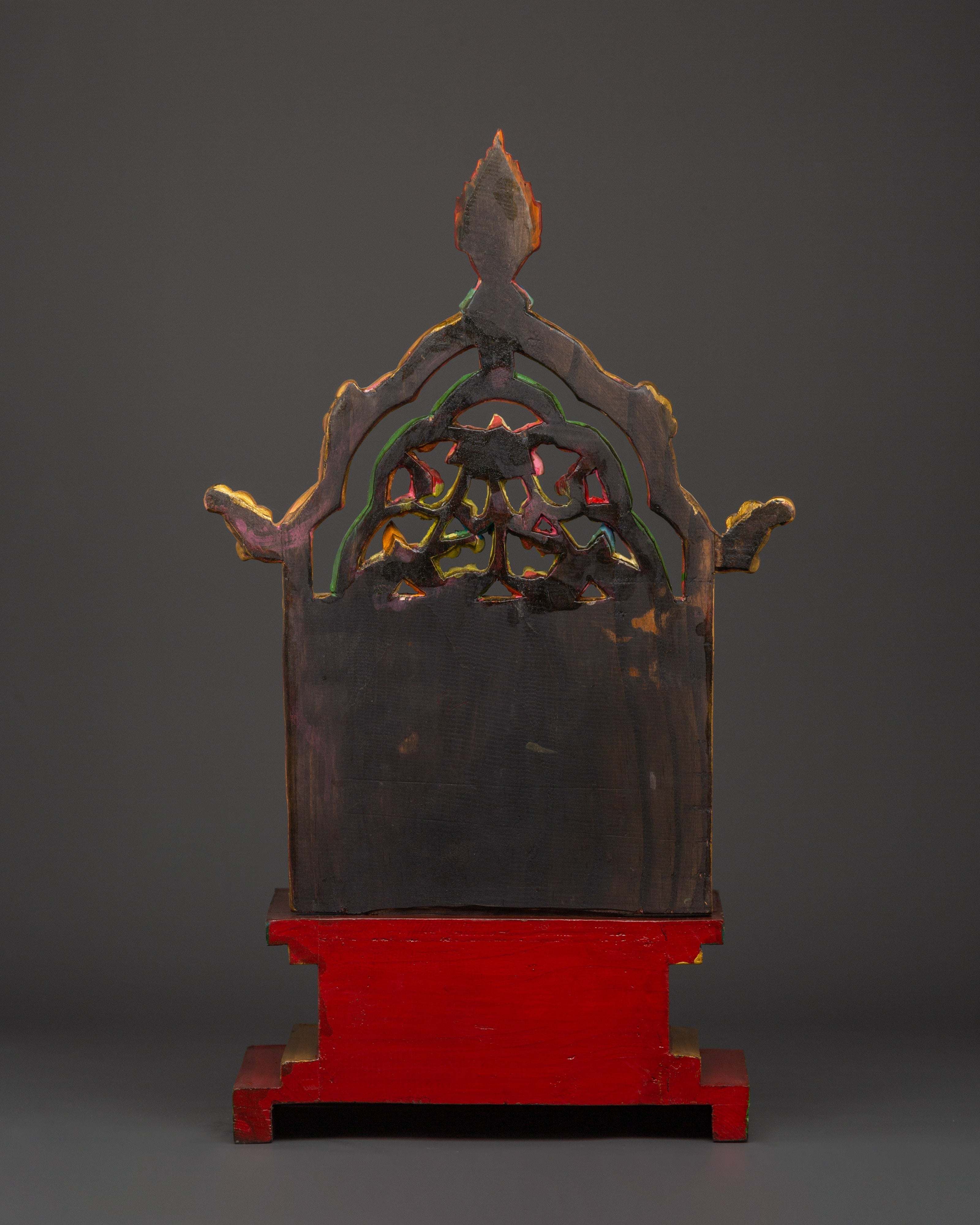 Tibetan Ritual Throne | Handcarved Deity Seat for Buddhist Altar