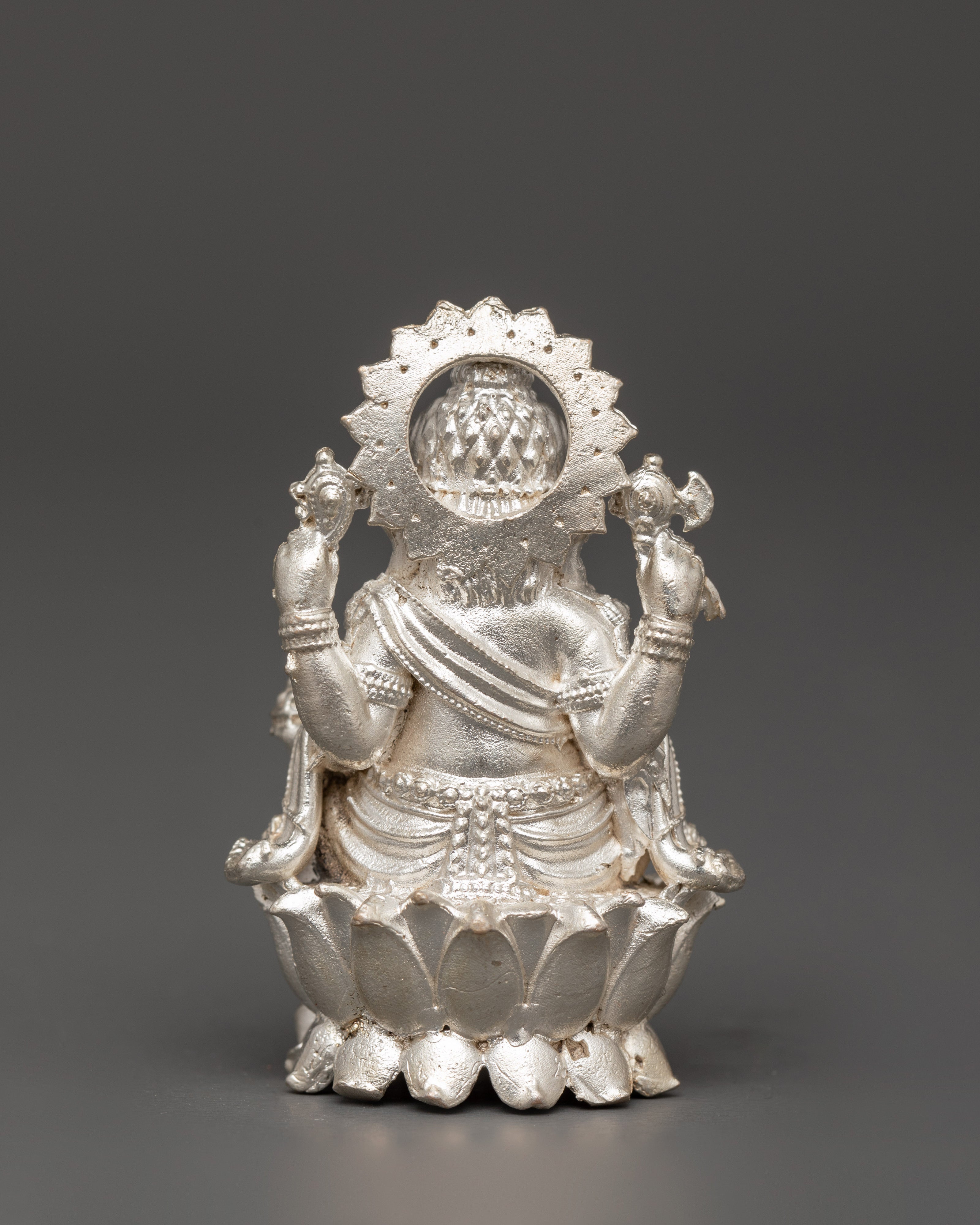 Sacred Silver Figurine of Hindu Deity Ganesha | Elephant God Spiritual Art