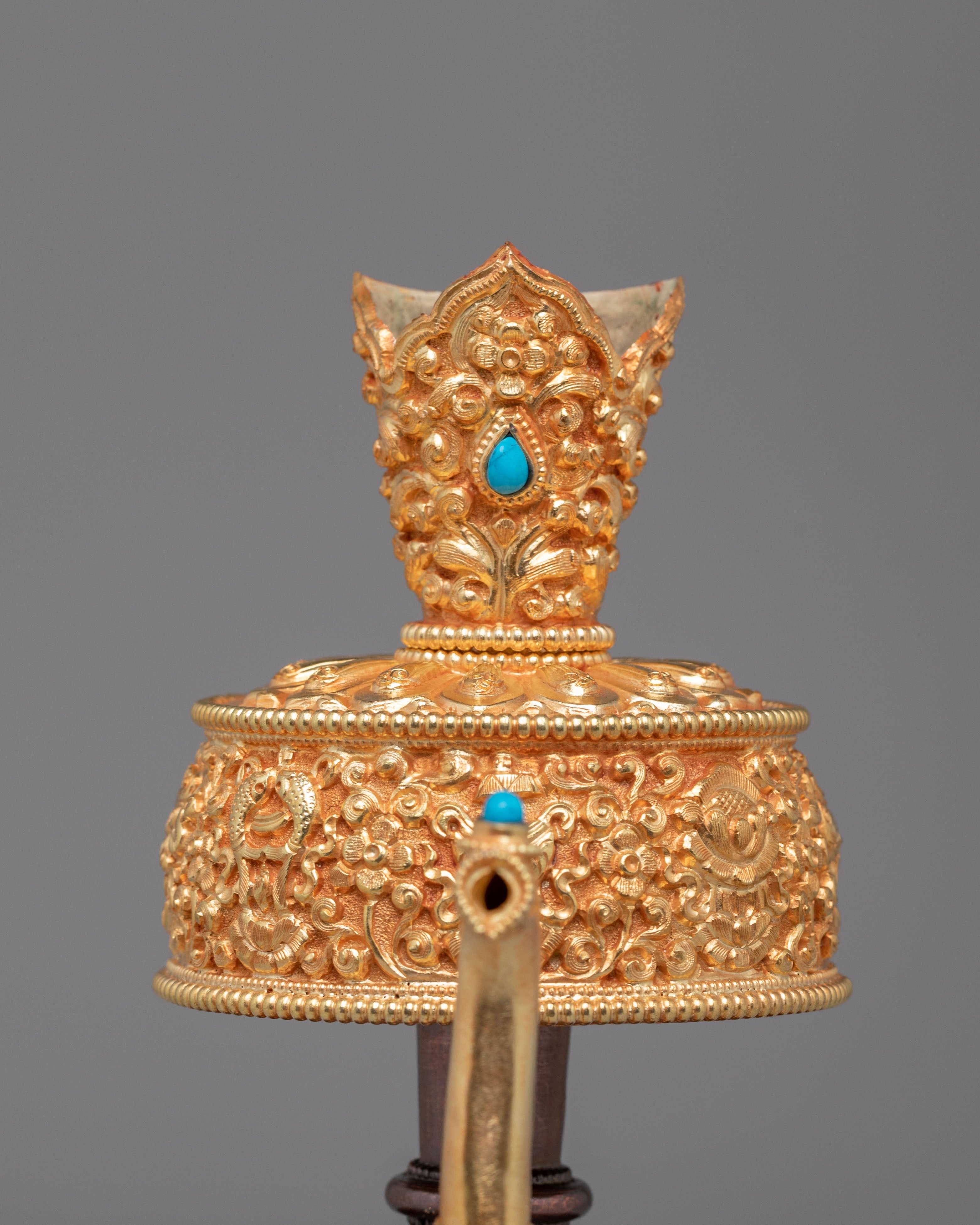 Gold Plated Tibetan Bhumba | Handcrafted Ritual Vessel