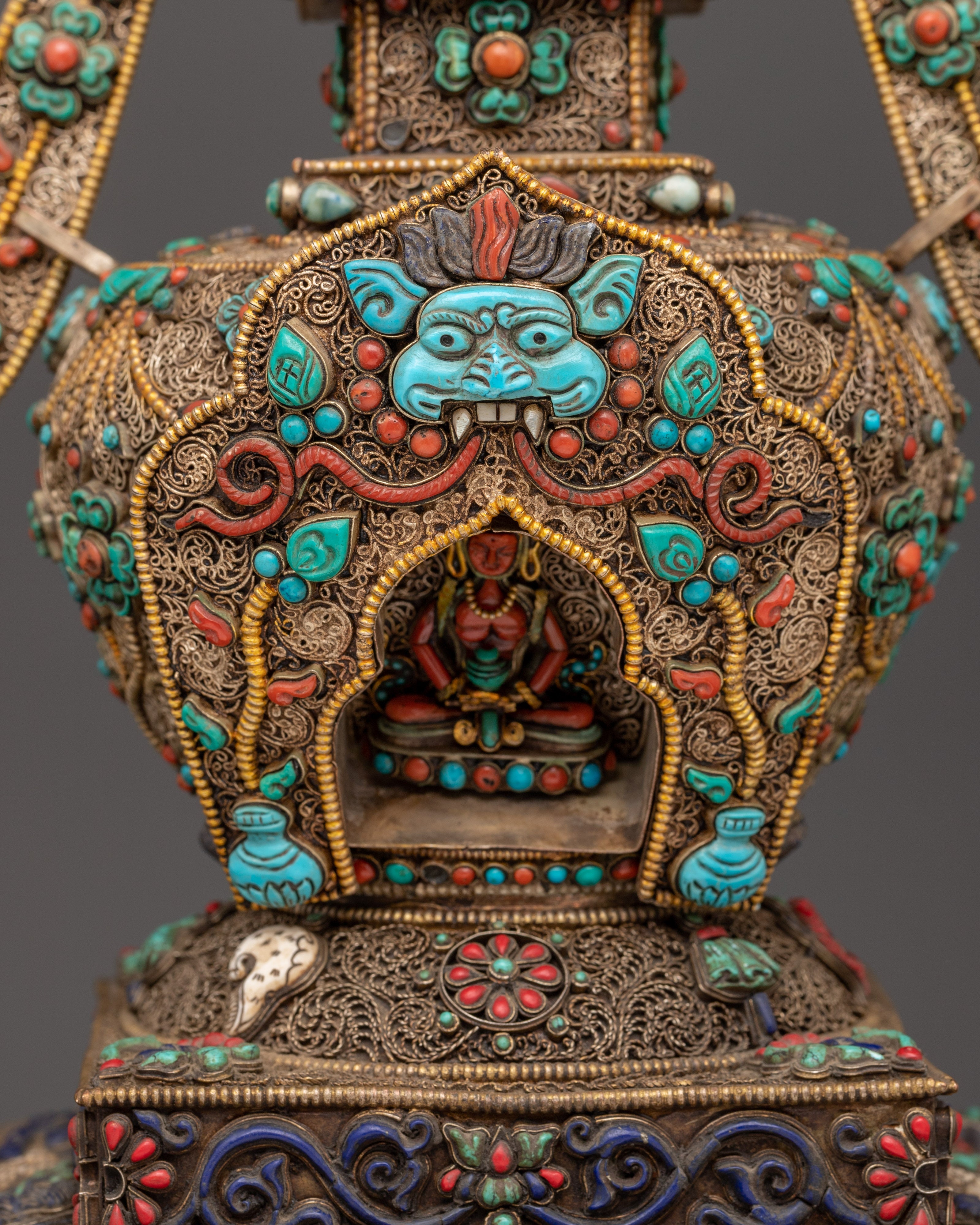 Handcrafted Traditional Copper Stupa | Buddhist Shrine Artifact