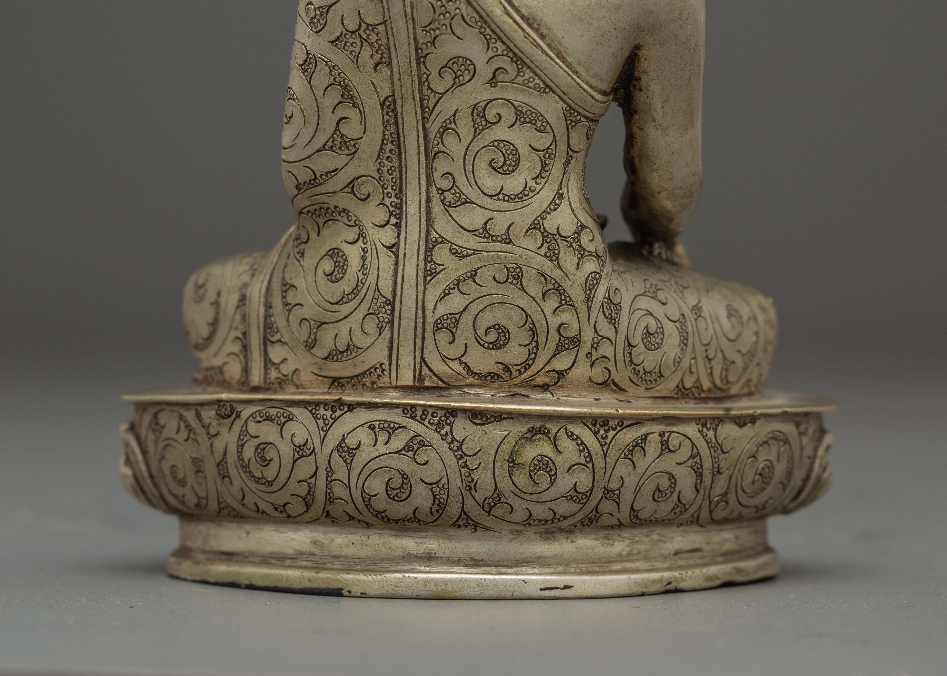 Handcrafted Shakyamuni Buddha Silver Plated Statue | Sacred Decor