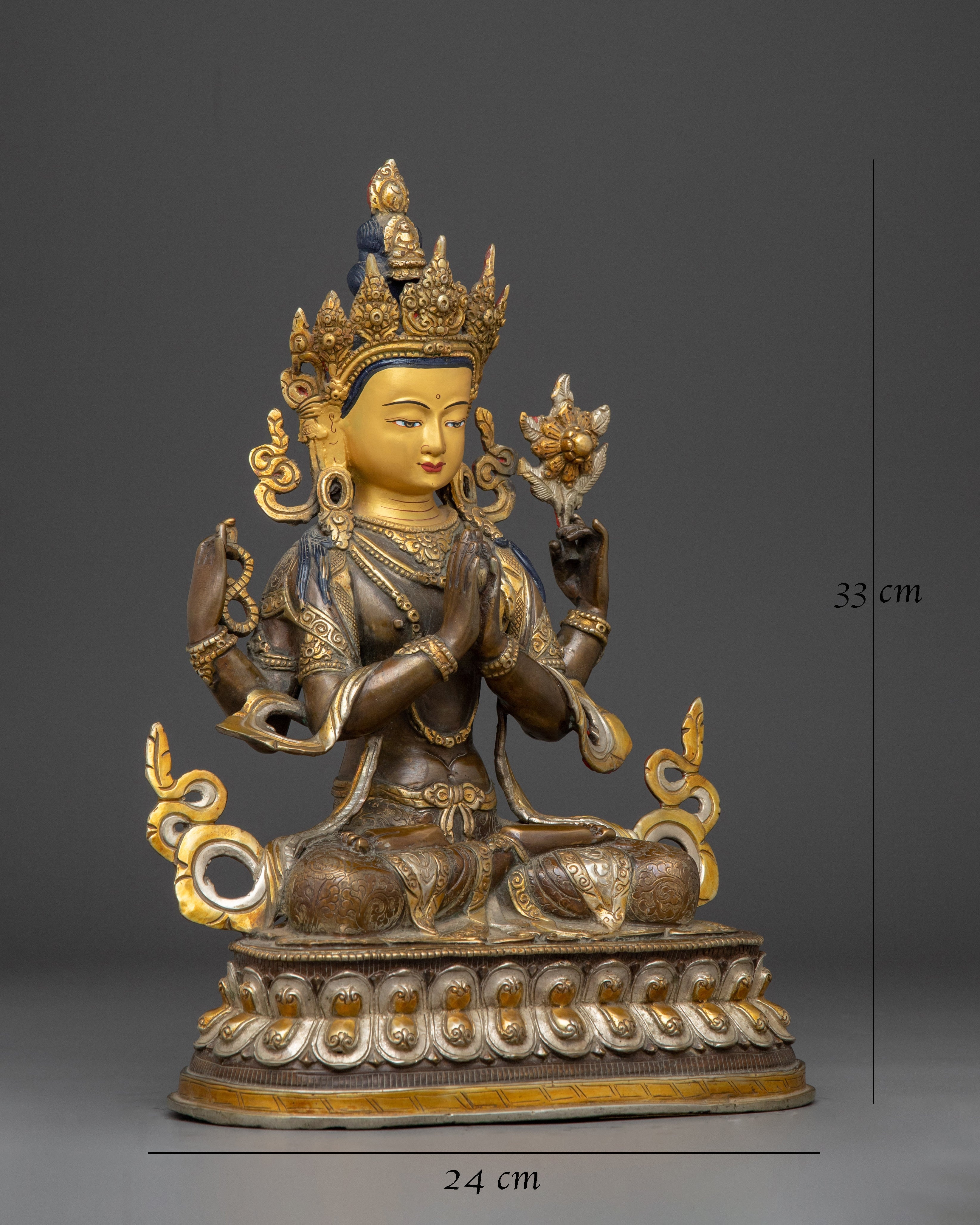 Copper Chenrezig Bodhisattva statue