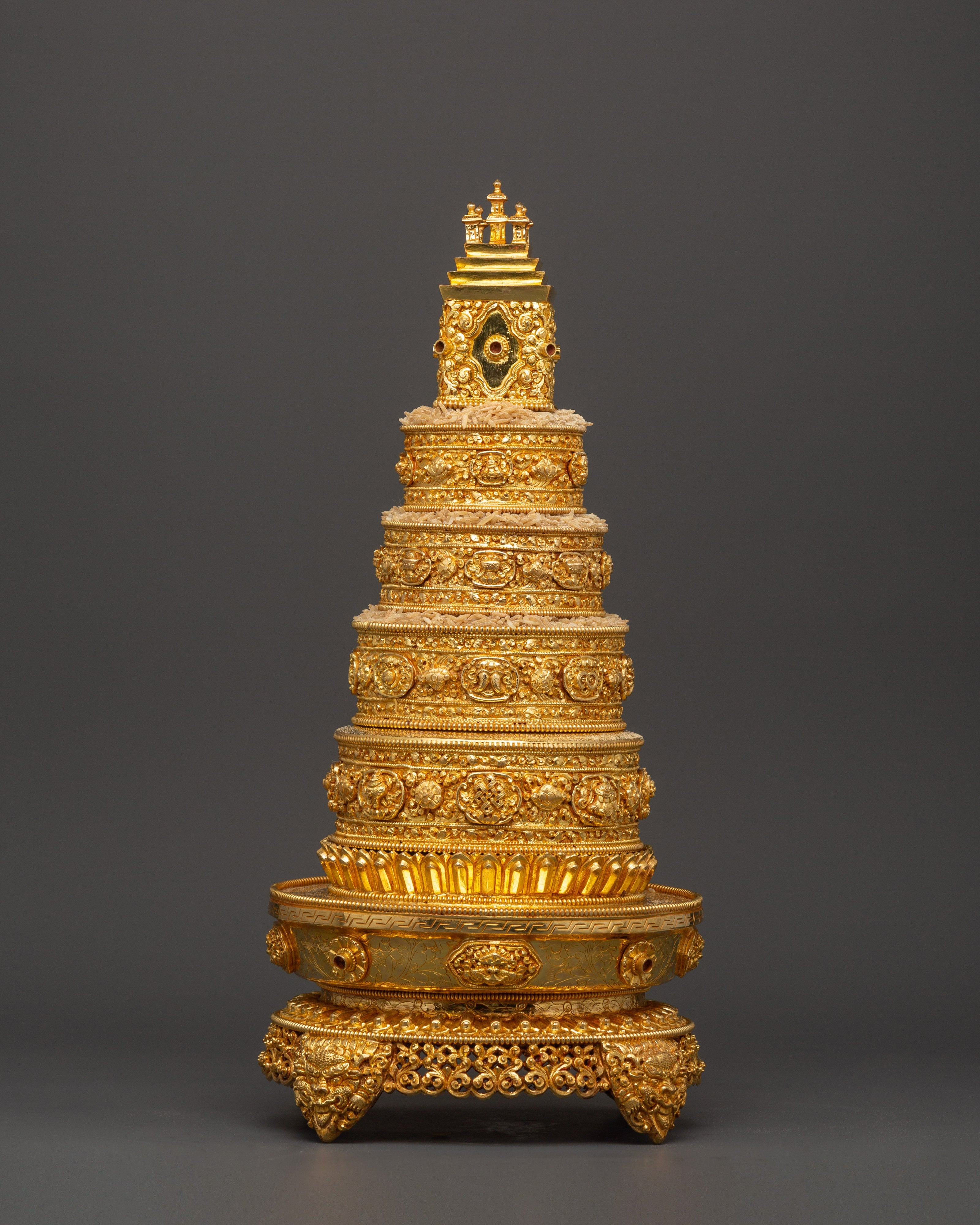 Sacred Mandala Copper Ritual Item | Gold-Plated Meditation Tool