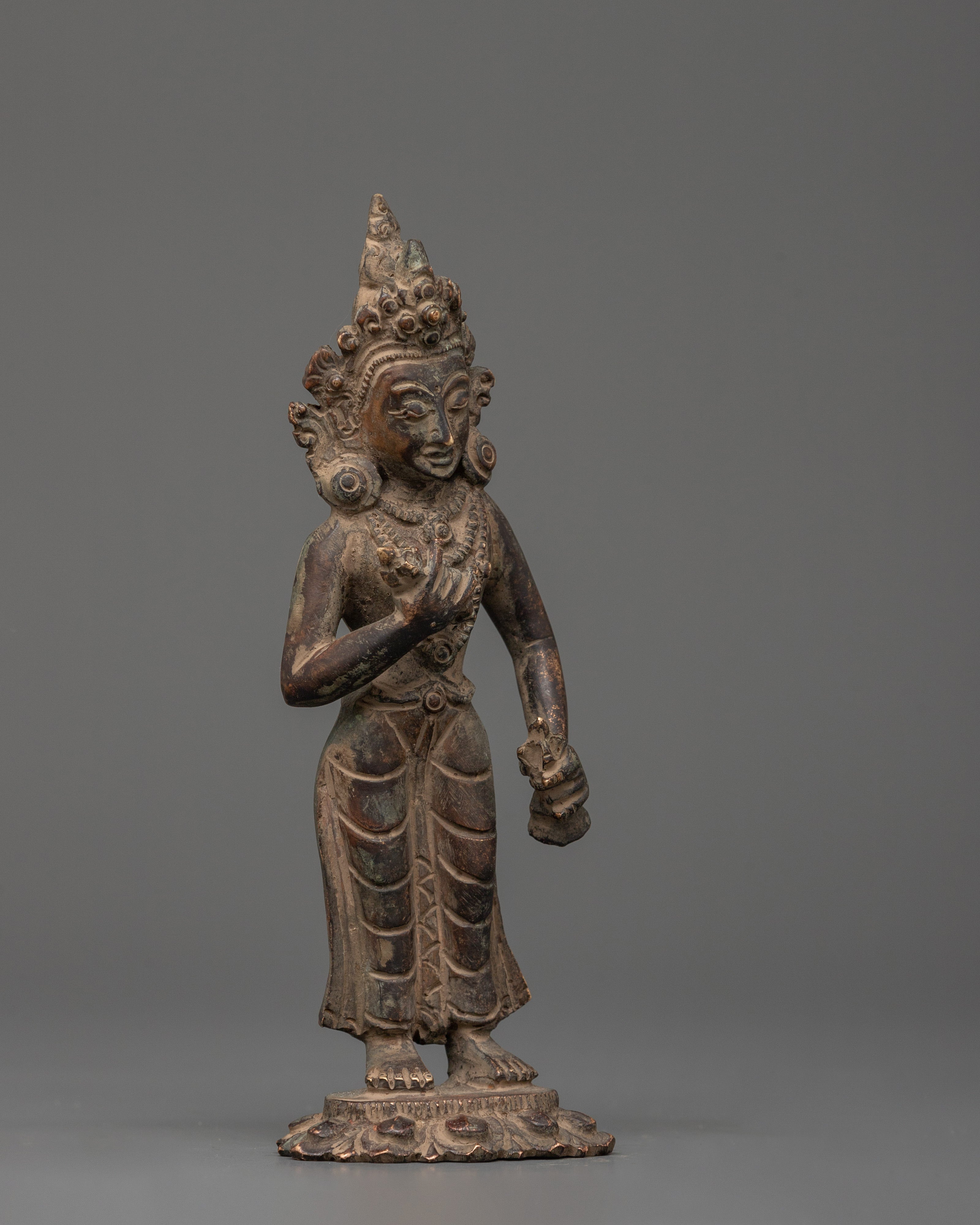 Vajrasattva Statue in Antique Copper Finish | Tibetan Deity of Purification