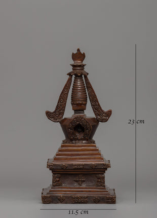 Traditionally Handcarved Stupa for Decor | A Sacred Buddhist Symbol of Enlightenment