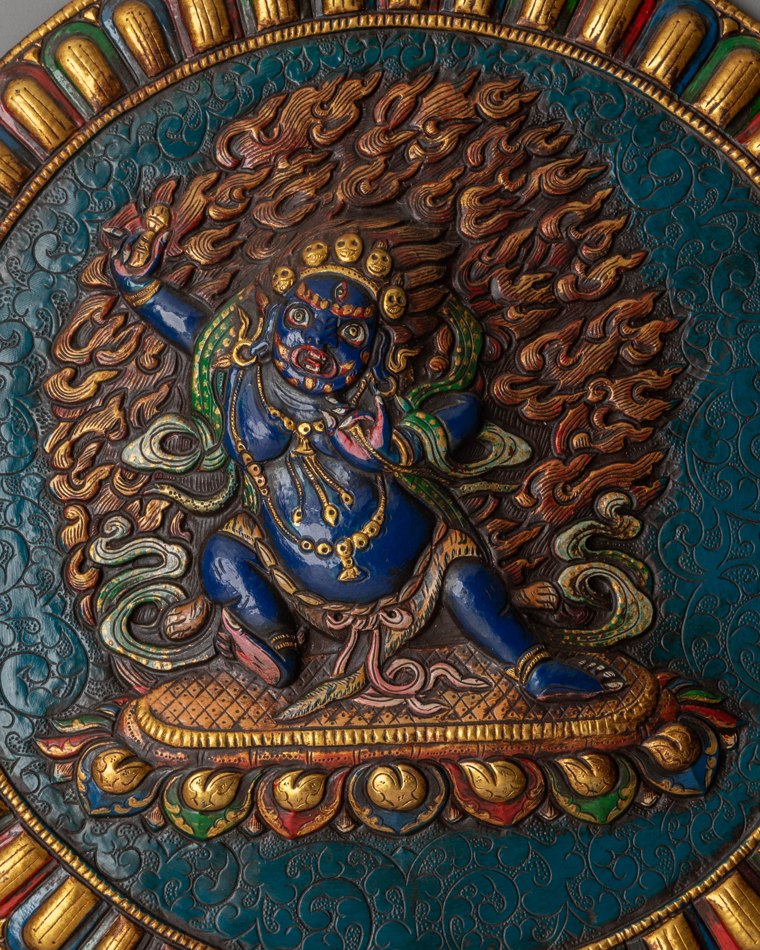 Himalayan Buddhist Wall Hanging | Vajrapani Copper Wall Art